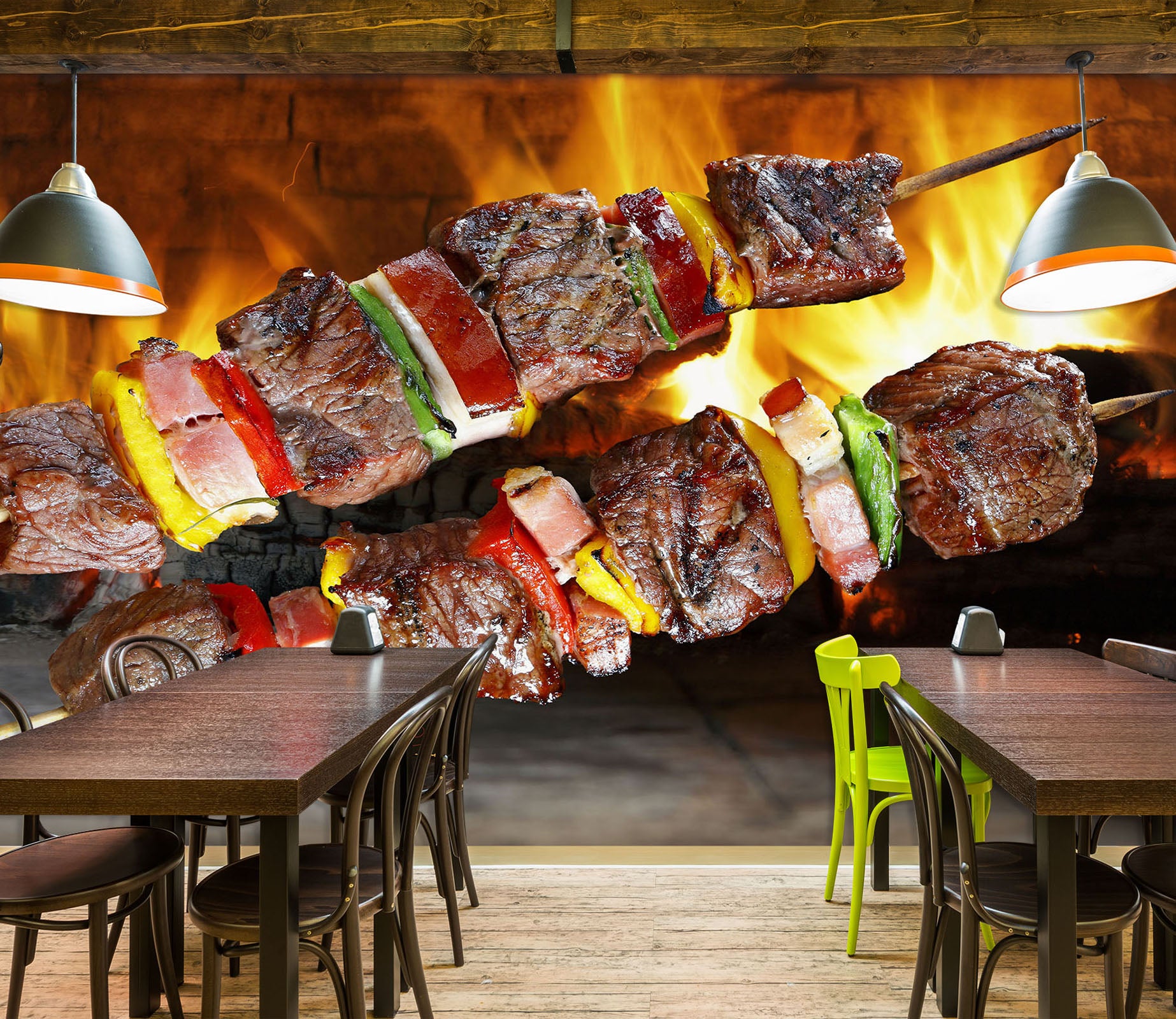3D Grill Kebab Shop BBQ 301 Wall Mural Wall Murals Commercial