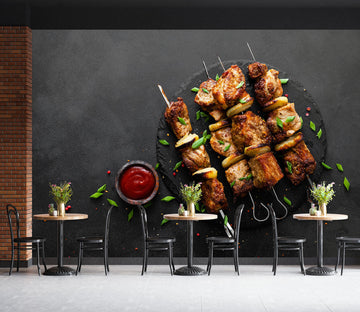 3D Grill Kebab Shop BBQ 322 Wall Mural Wall Murals Commercial