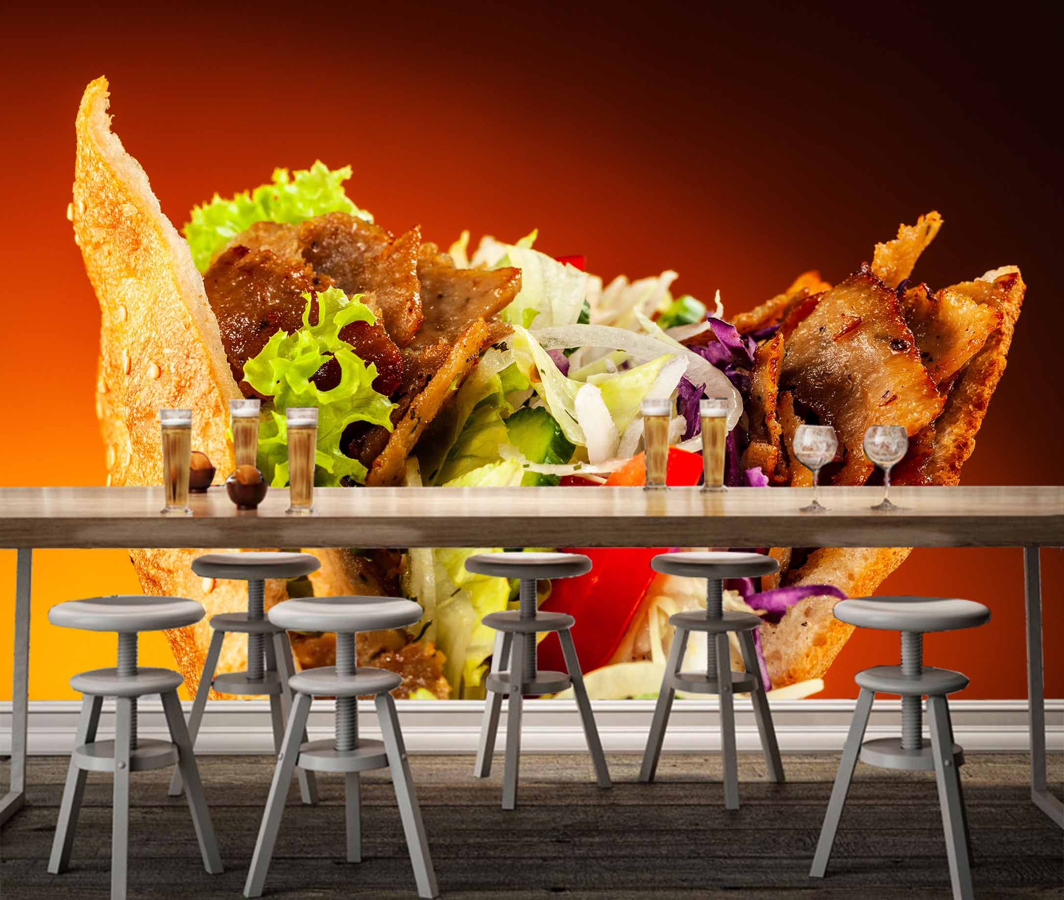 3D Grill Kebab Shop BBQ 340 Wall Mural Wall Murals Commercial