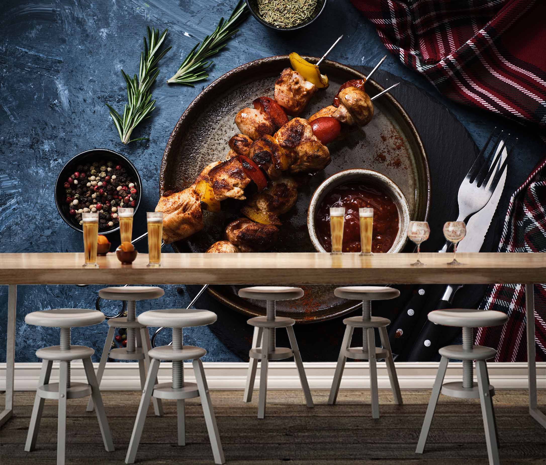 3D Grill Kebab Shop BBQ 323 Wall Mural Wall Murals Commercial