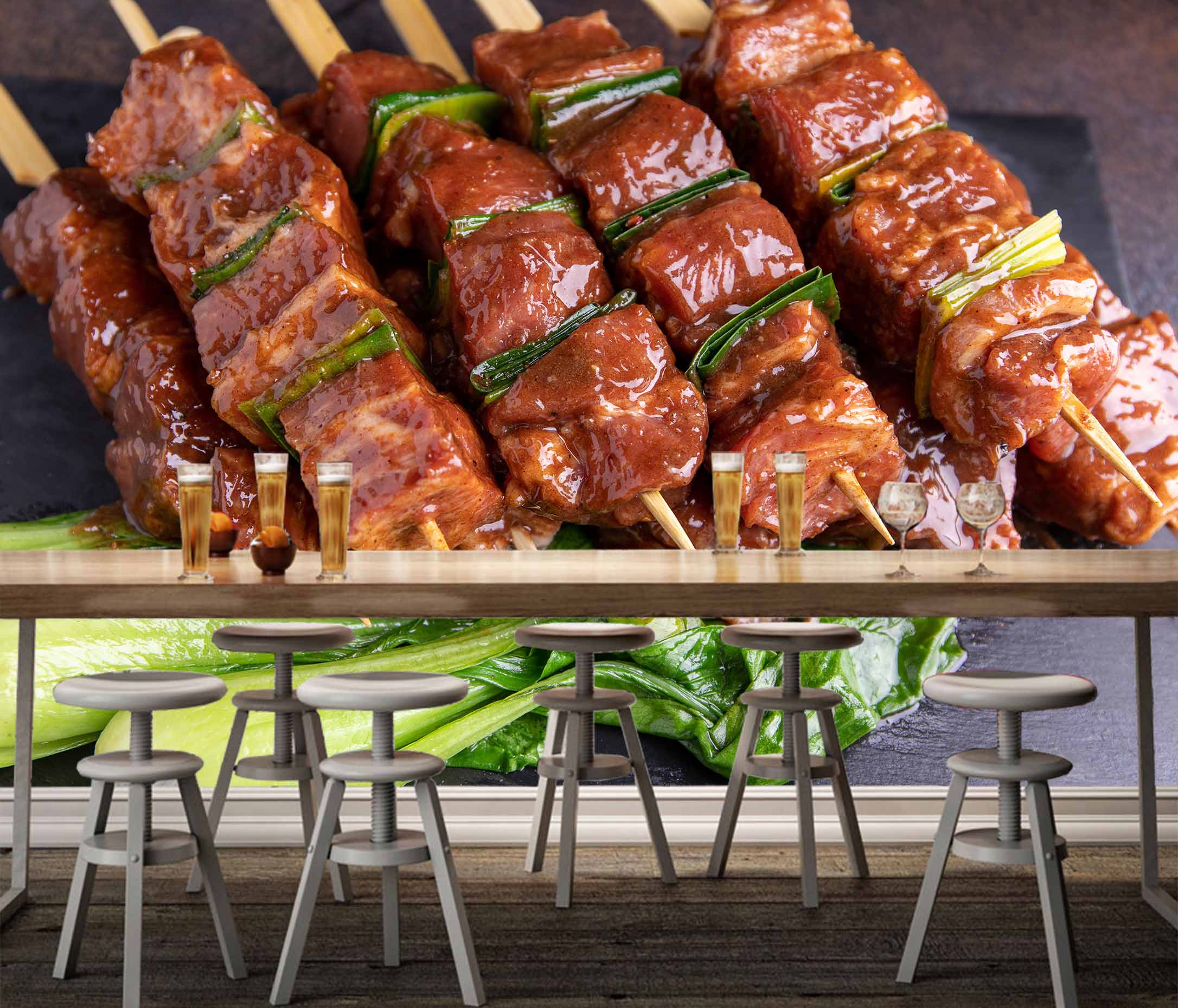 3D Grill Kebab Shop BBQ 334 Wall Mural Wall Murals Commercial