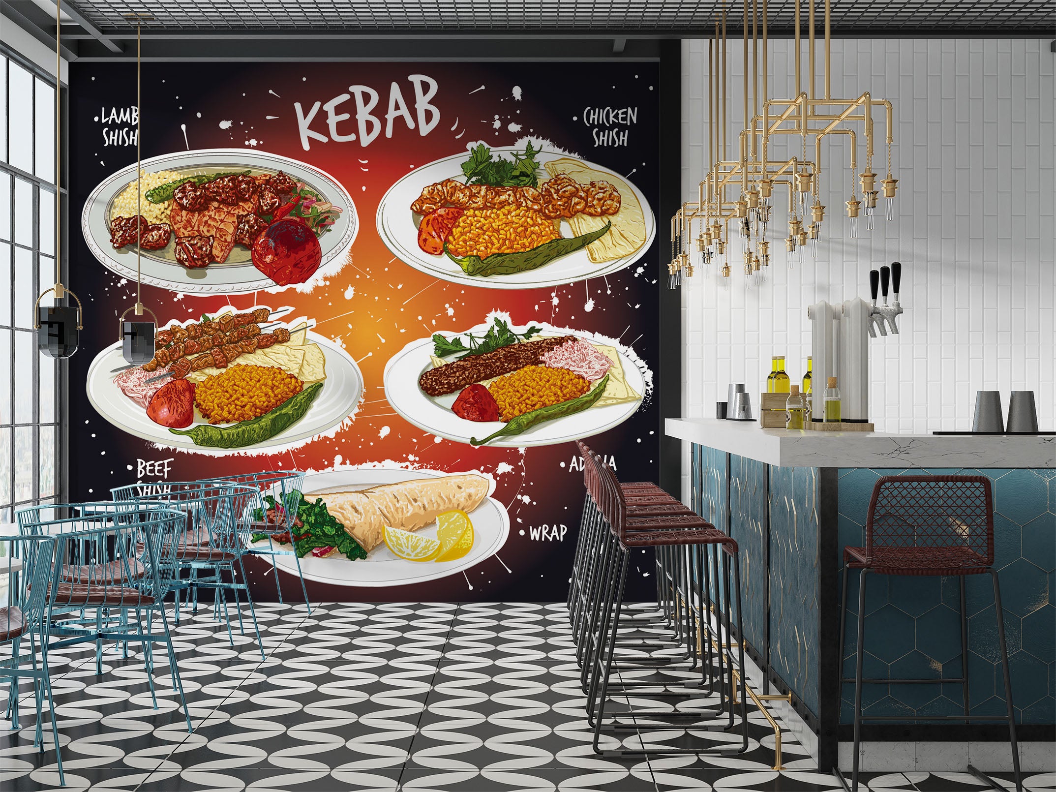 3D Grill Kebab Shop BBQ 306 Wall Mural Wall Murals Commercial