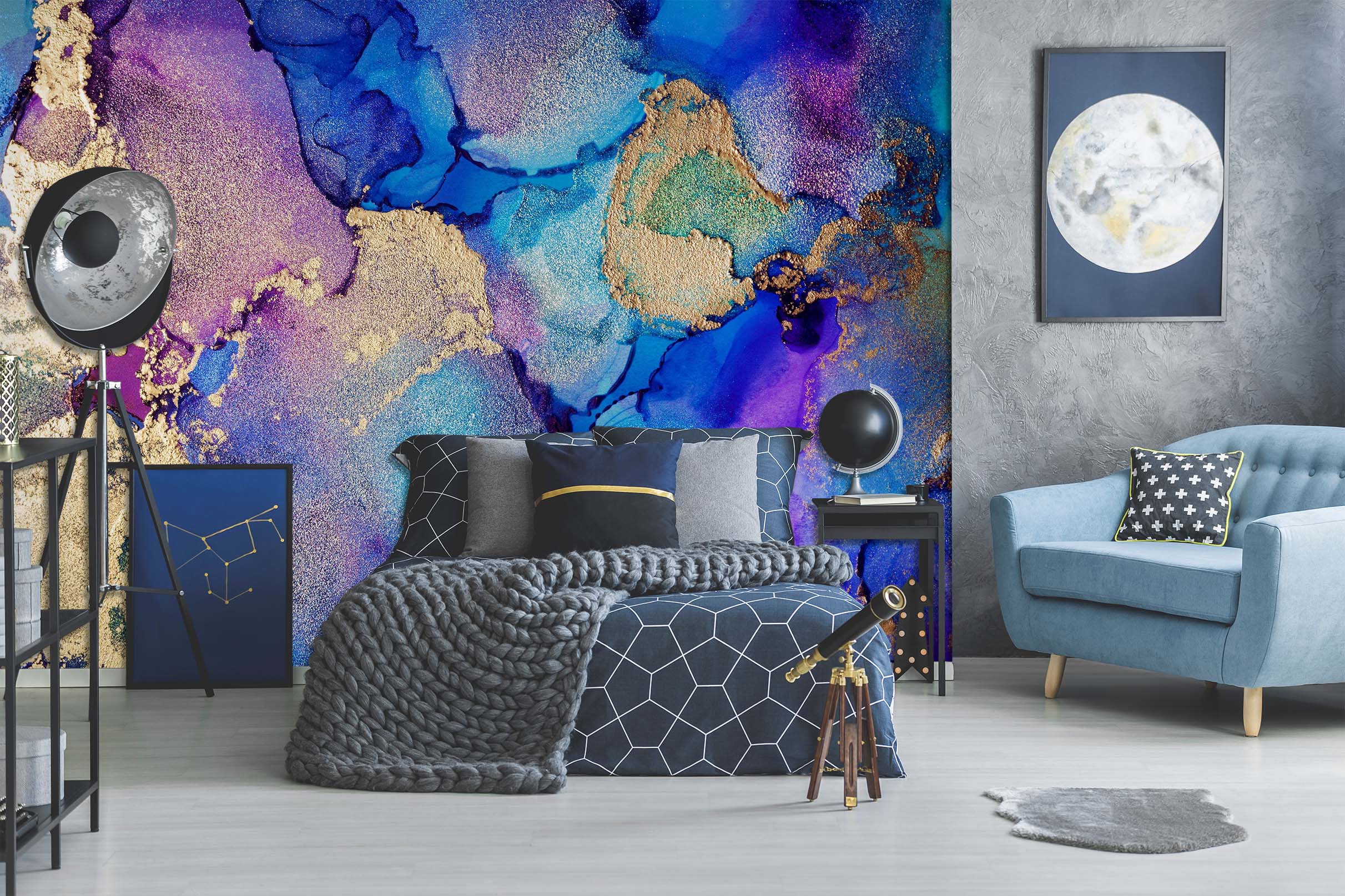3D Blue Purple 2085 Wall Mural Wall Murals