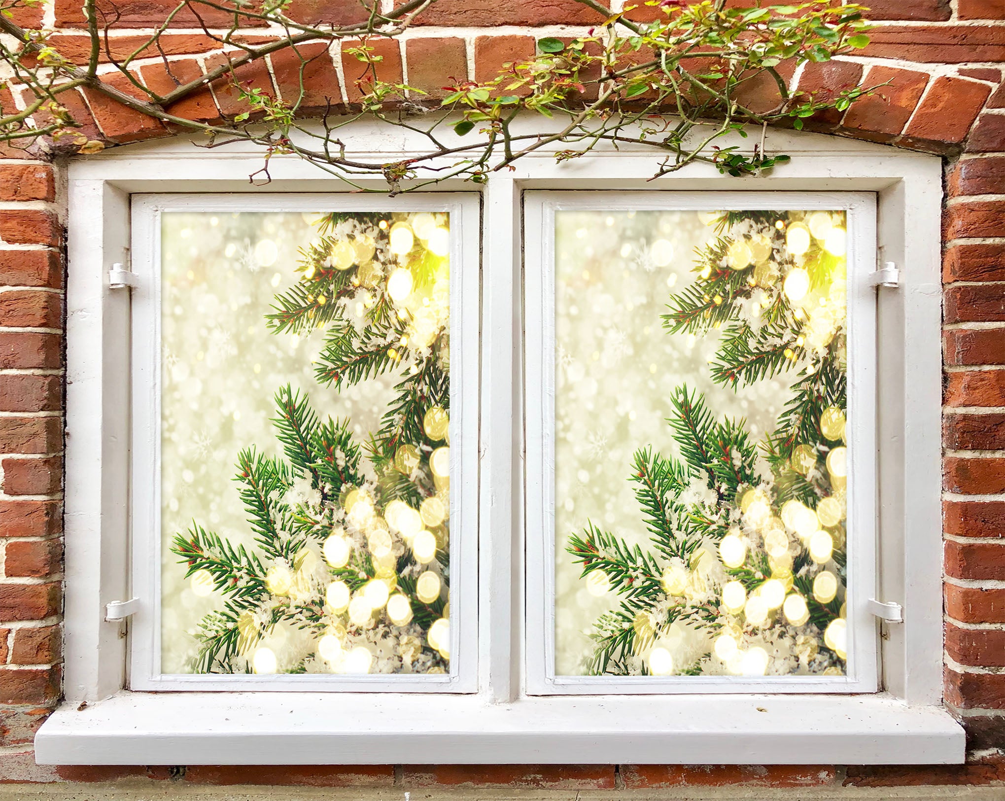 3D Neon Leaves 1013 Christmas Window Film Print Sticker Cling Stained Glass Xmas