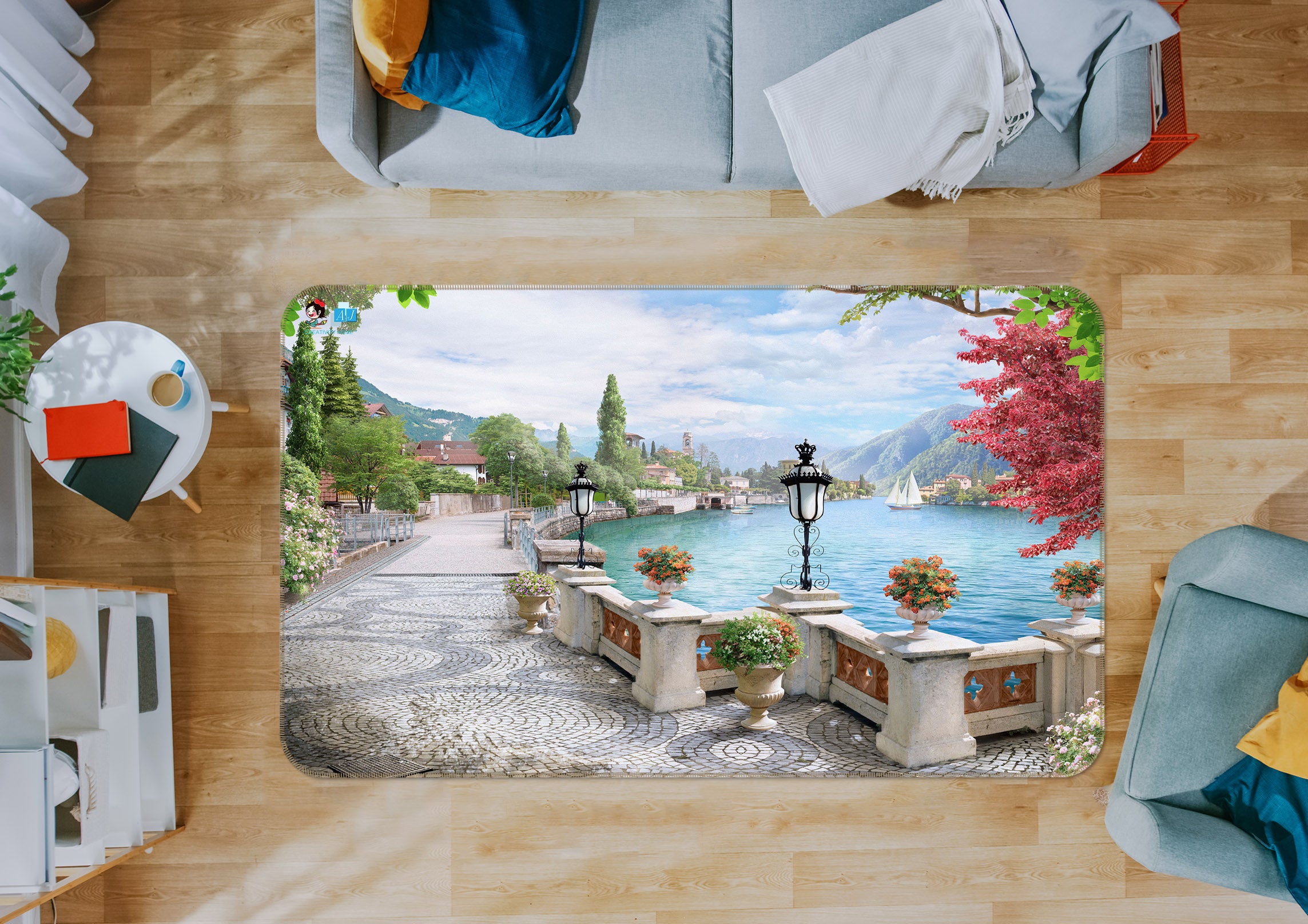 3D Ocean View 3025 Rug Non Slip Rug Mat