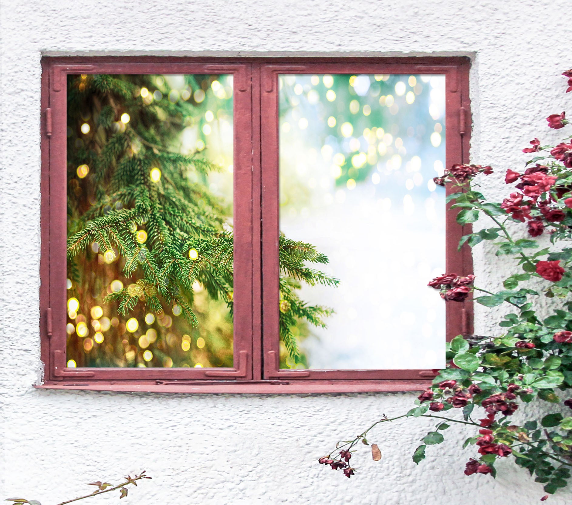 3D Neon Tree Branches 1019 Christmas Window Film Print Sticker Cling Stained Glass Xmas