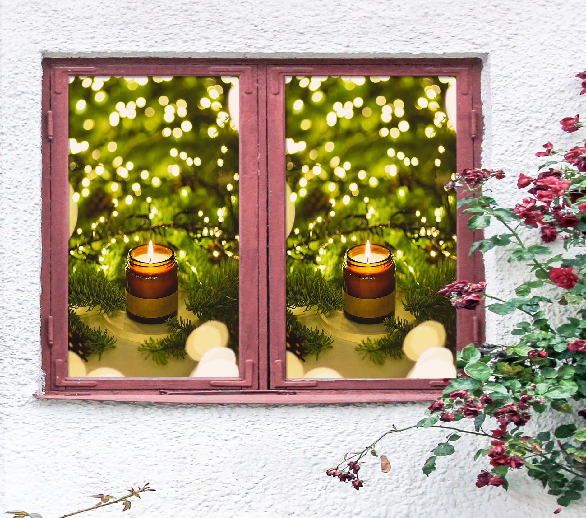 3D Cute Candle 1046 Christmas Window Film Print Sticker Cling Stained Glass Xmas