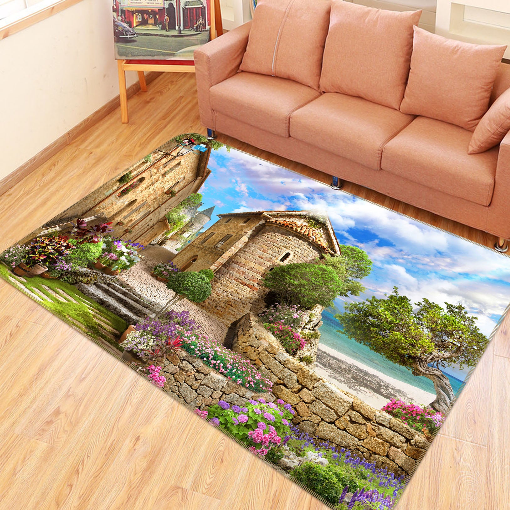 3D Ocean House 3020 Rug Non Slip Rug Mat