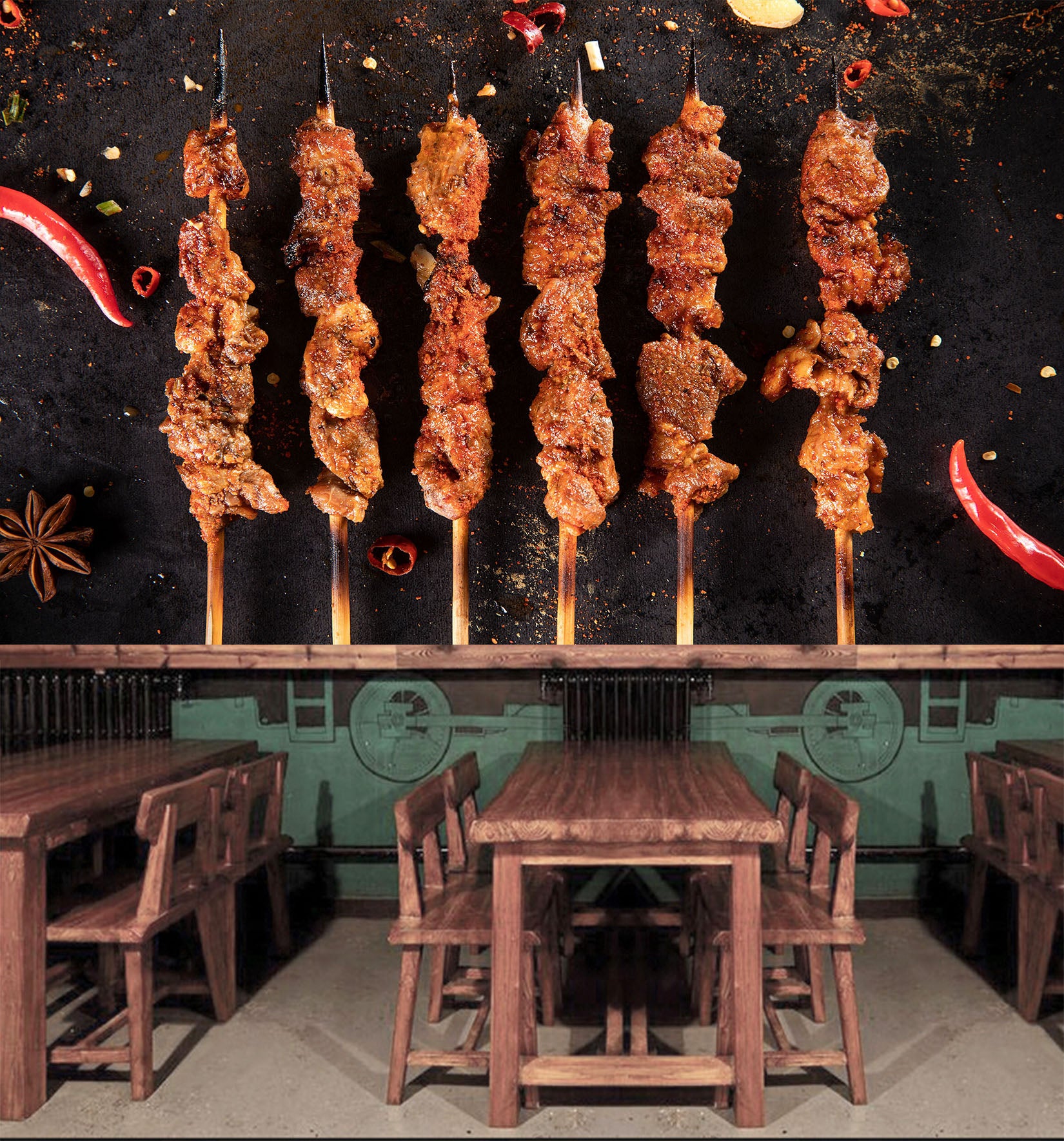 3D Grill Kebab Shop BBQ 353 Wall Mural Wall Murals Commercial