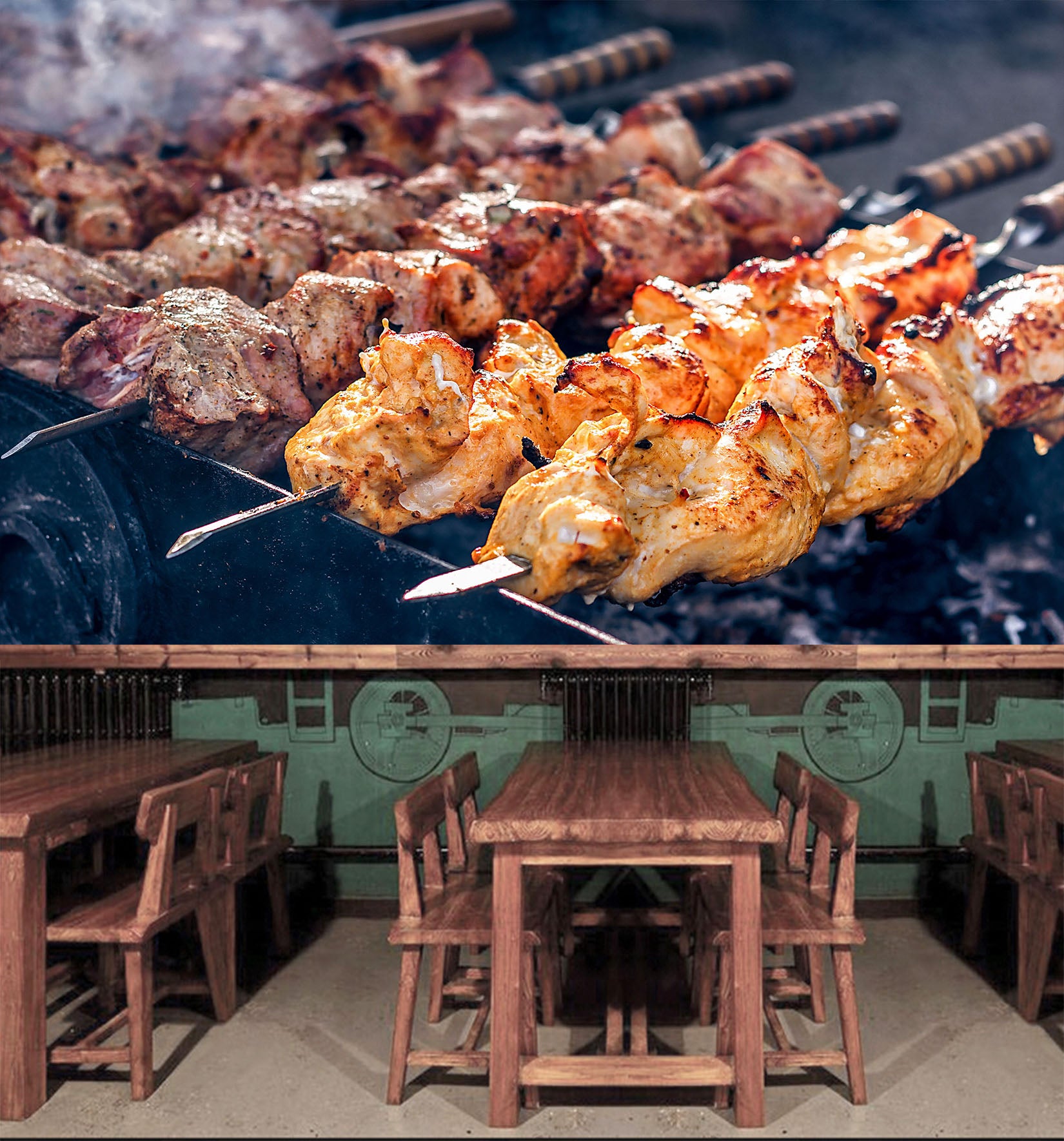 3D Grill Kebab Shop BBQ 307 Wall Mural Wall Murals Commercial