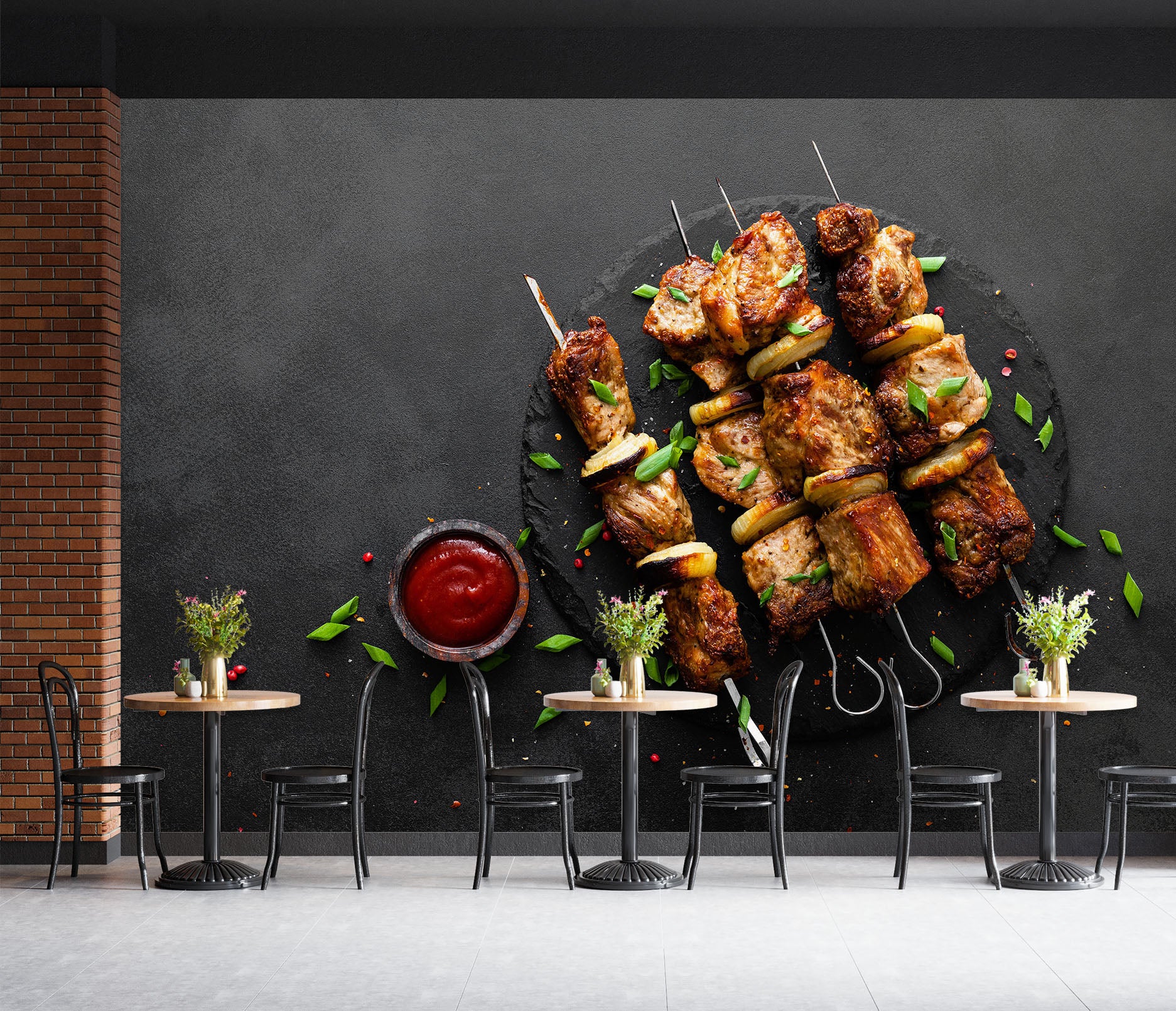 3D Grill Kebab Shop BBQ 322 Wall Mural Wall Murals Commercial