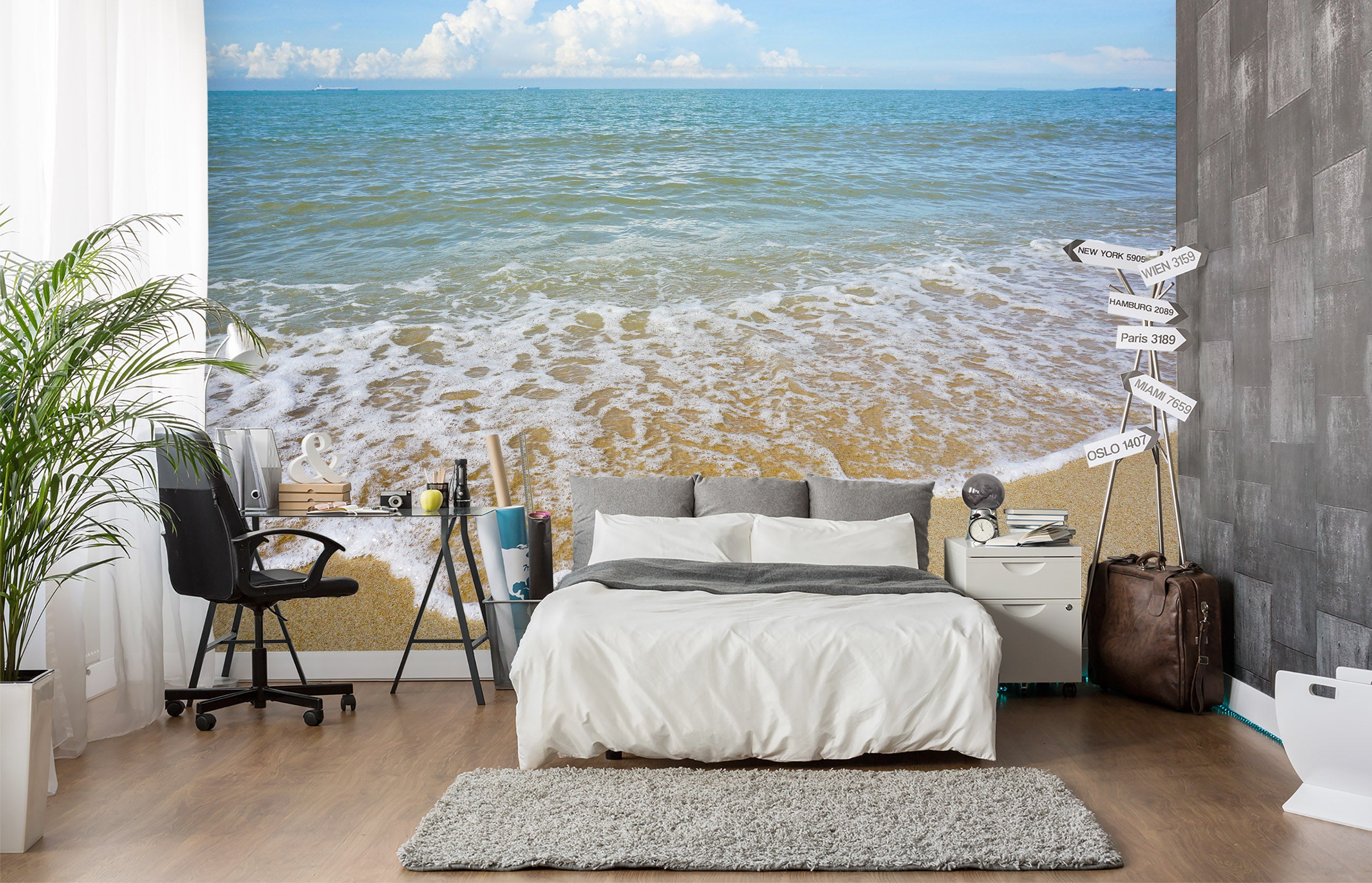 3D Beach Waves 2028 Wall Mural Wall Murals