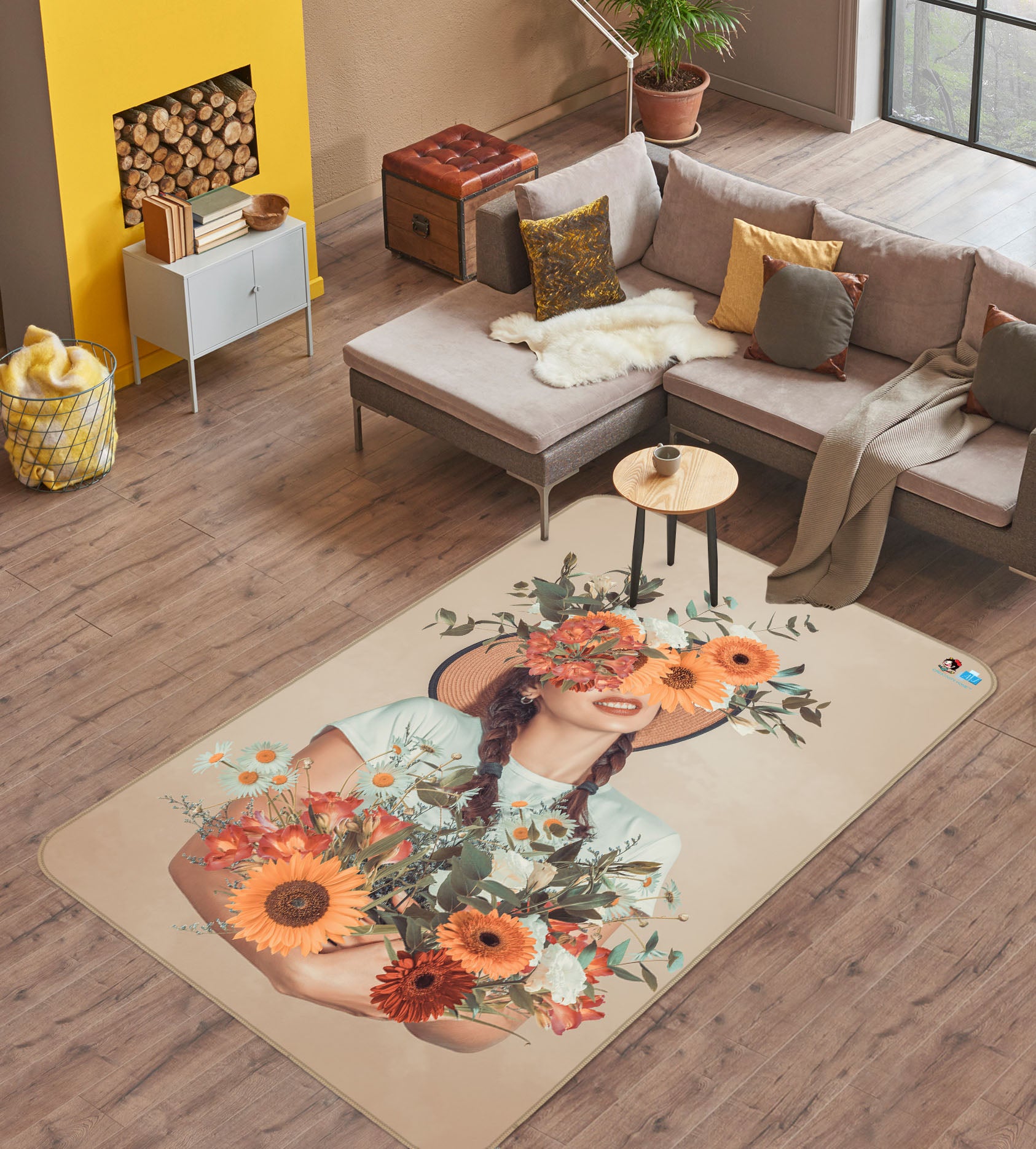 3D Flower Girl 3099 Rug Non Slip Rug Mat