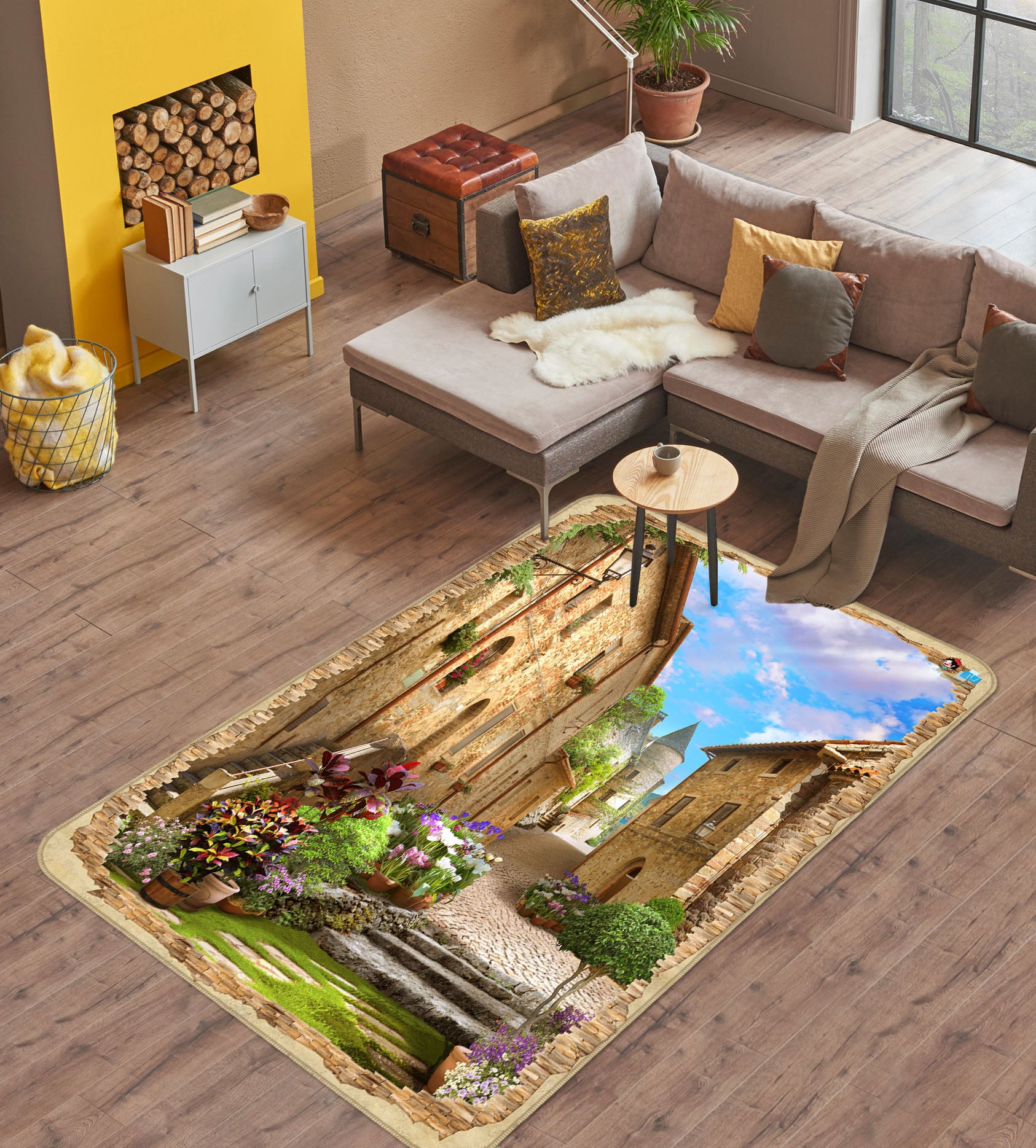 3D Small Town House 3086 Rug Non Slip Rug Mat