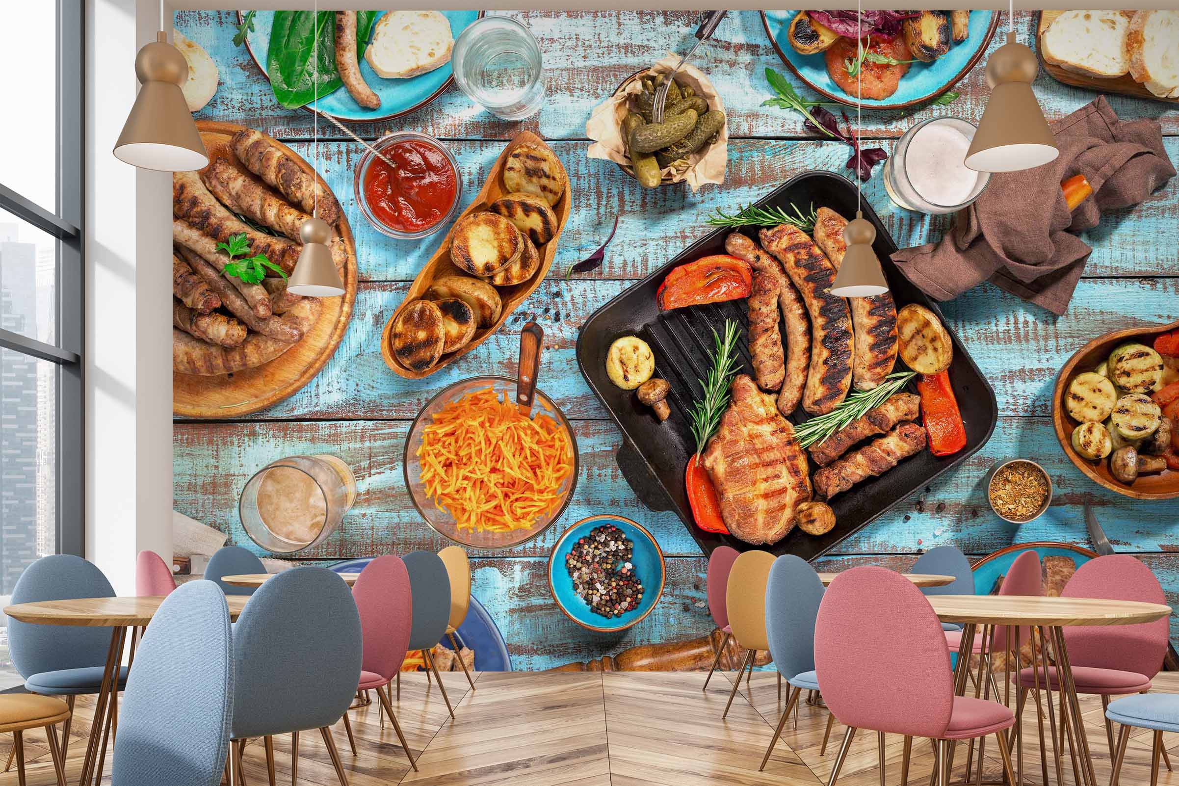 3D Grill Kebab Shop BBQ 311 Wall Mural Wall Murals Commercial
