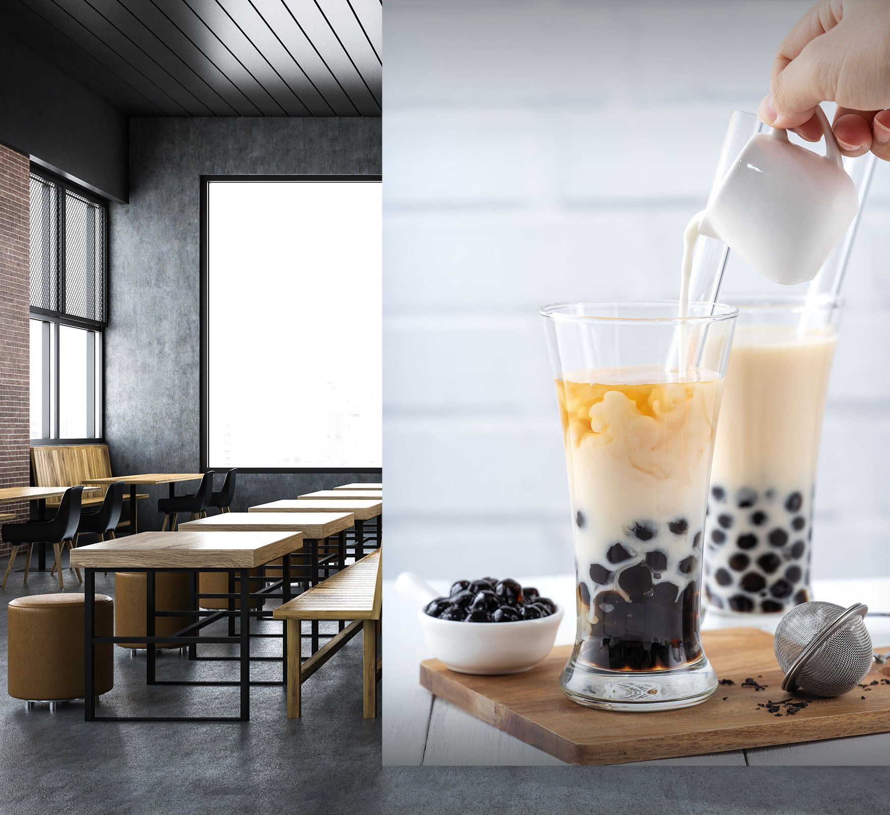 3D Pearl Tea 2102 Fruit Bubble Tea Milk Tea Shop Wall Murals