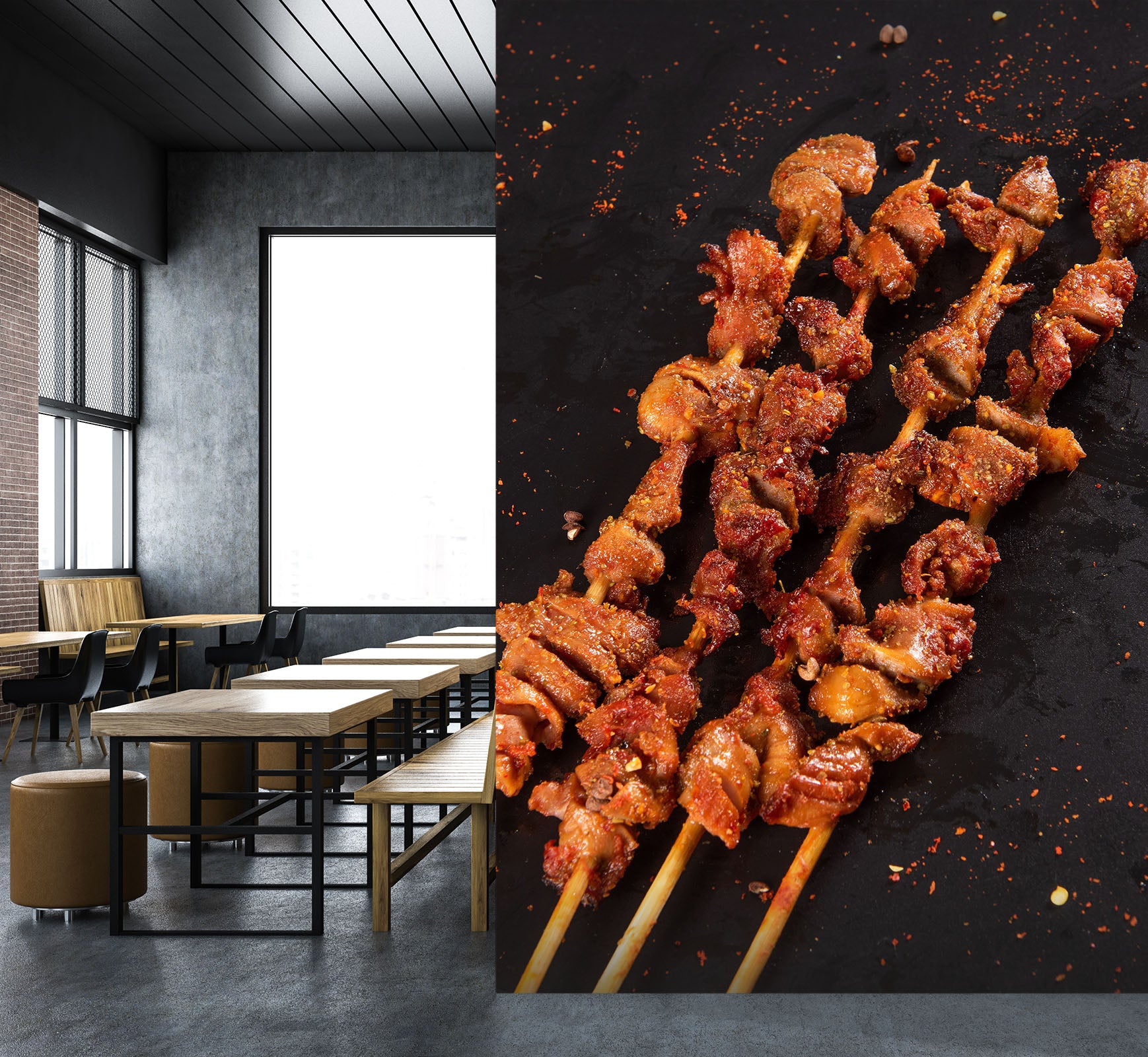 3D Grill Kebab Shop BBQ 366 Wall Mural Wall Murals Commercial
