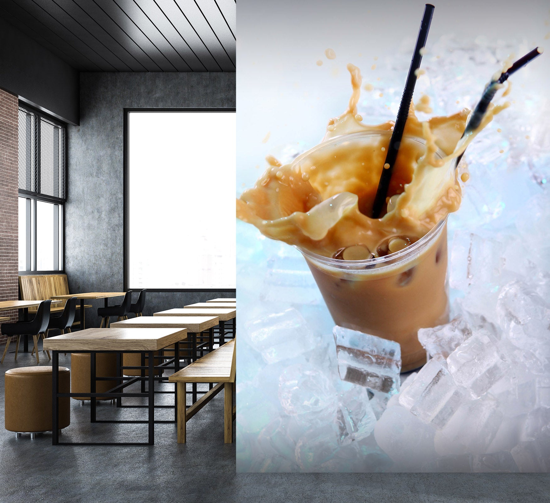 3D Pearl Tea 2106 Fruit Bubble Tea Milk Tea Shop Wall Murals