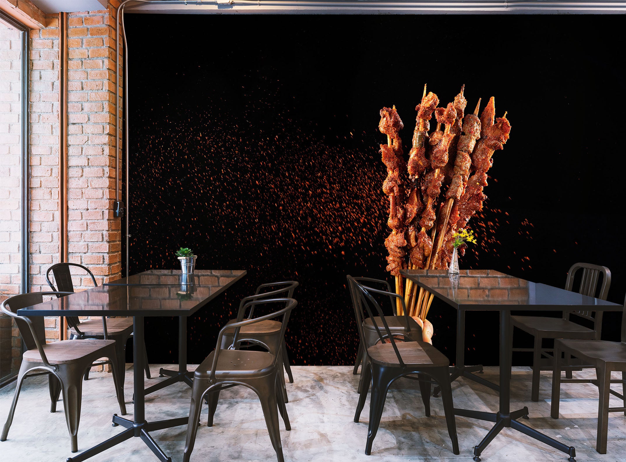 3D Grill Kebab Shop BBQ 345 Wall Mural Wall Murals Commercial