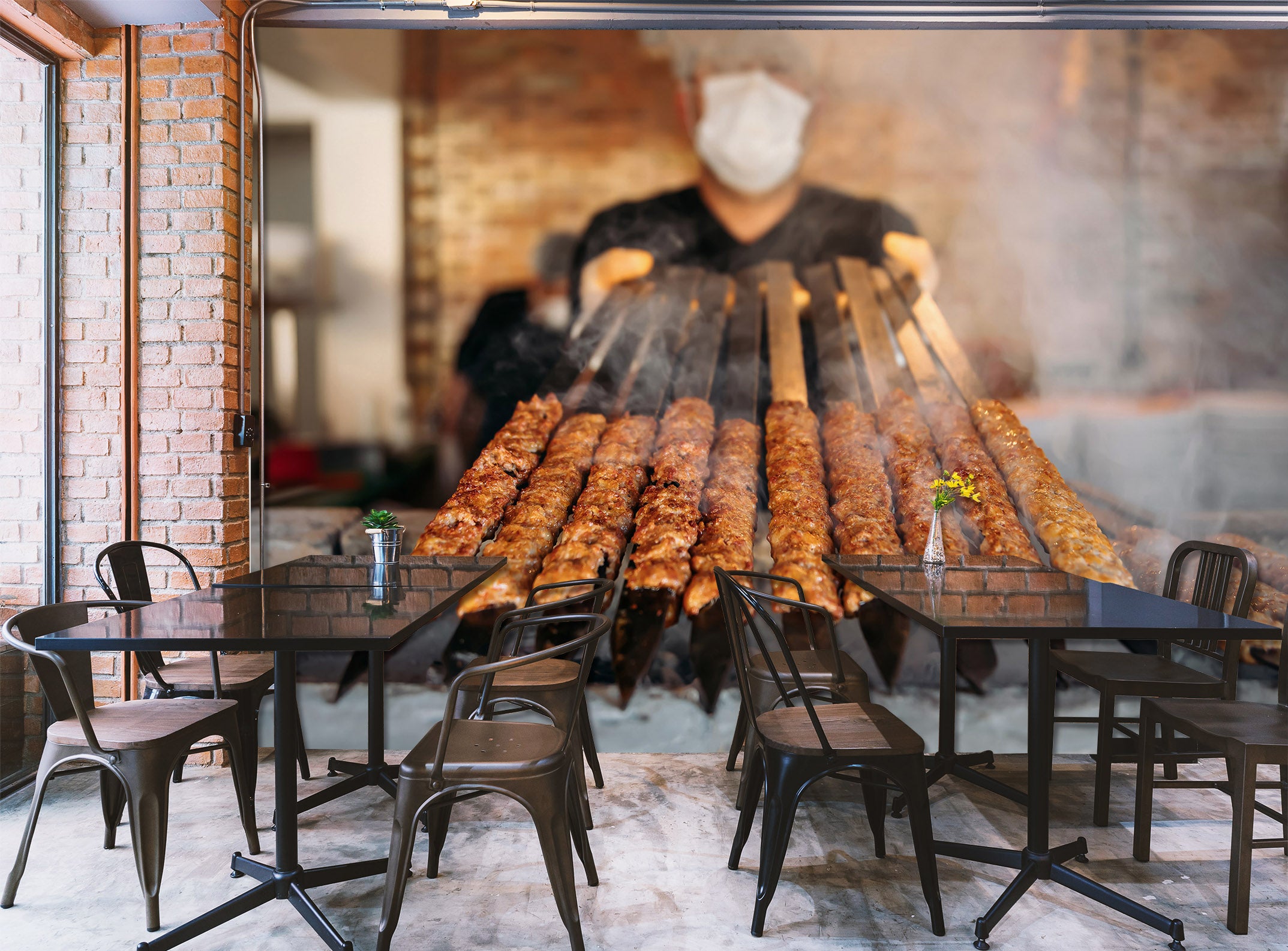 3D Grill Kebab Shop BBQ 337 Wall Mural Wall Murals Commercial