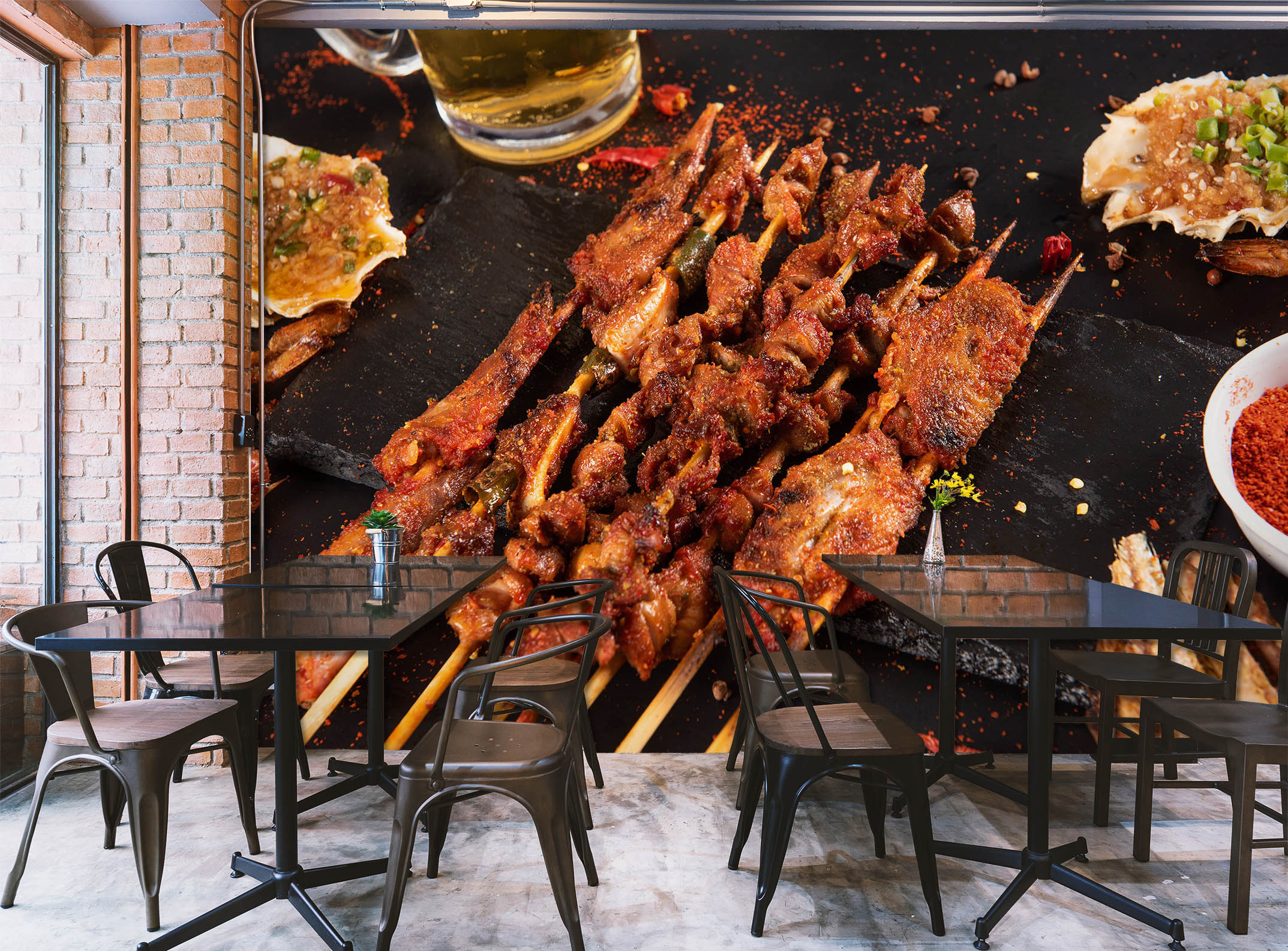 3D Grill Kebab Shop BBQ 350 Wall Mural Wall Murals Commercial