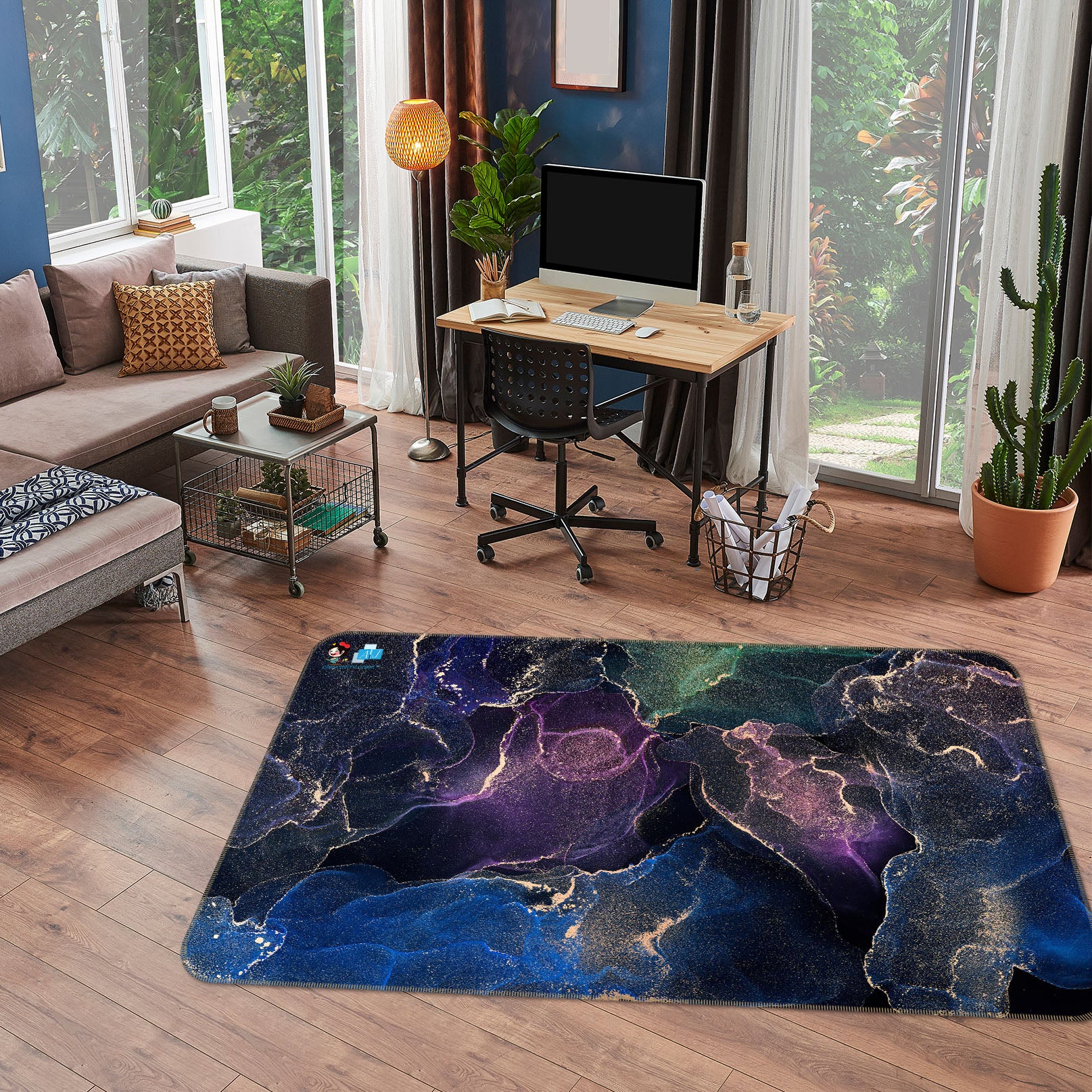 3D Mixed Texture 3071 Rug Non Slip Rug Mat