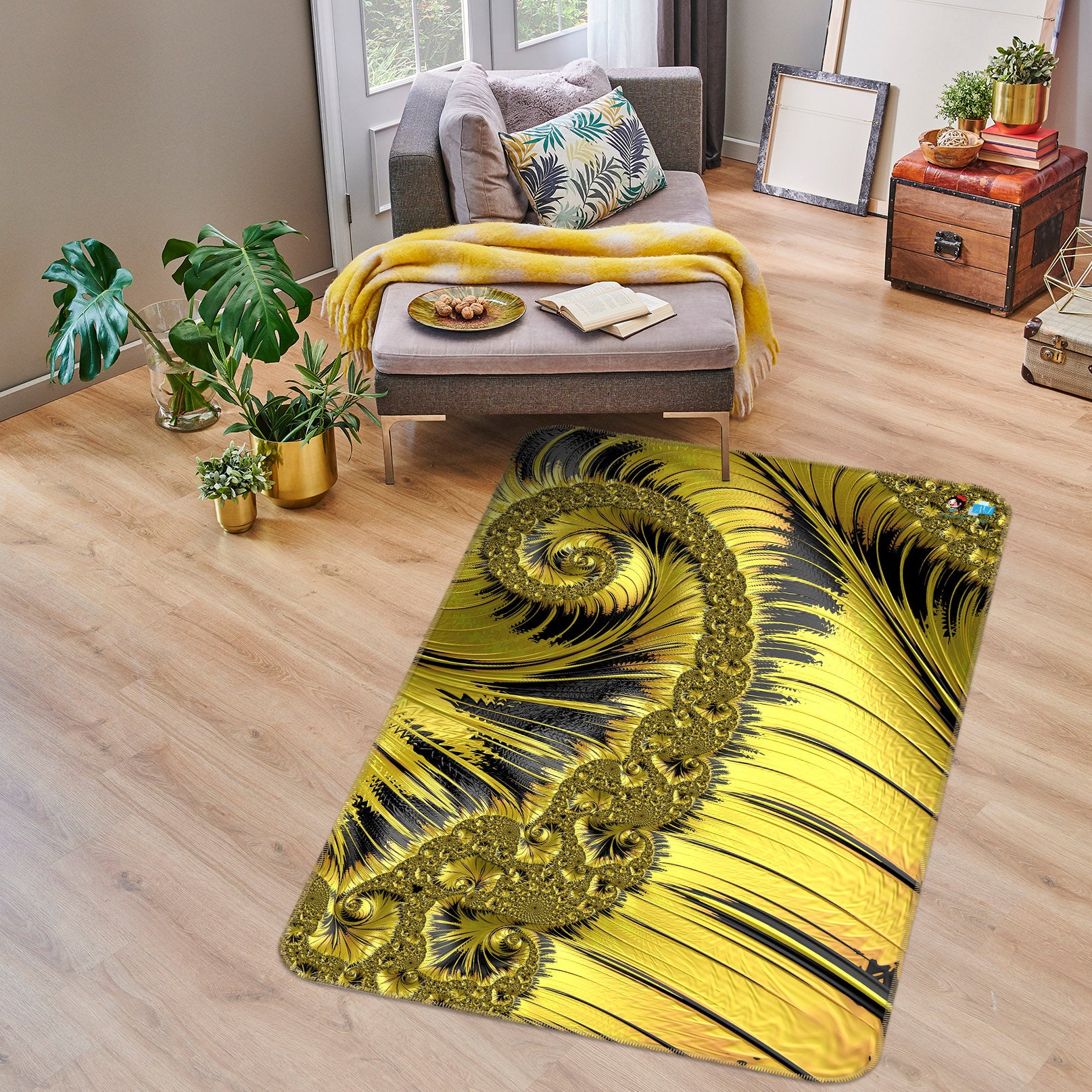 3D Golden Texture 3091 Rug Non Slip Rug Mat