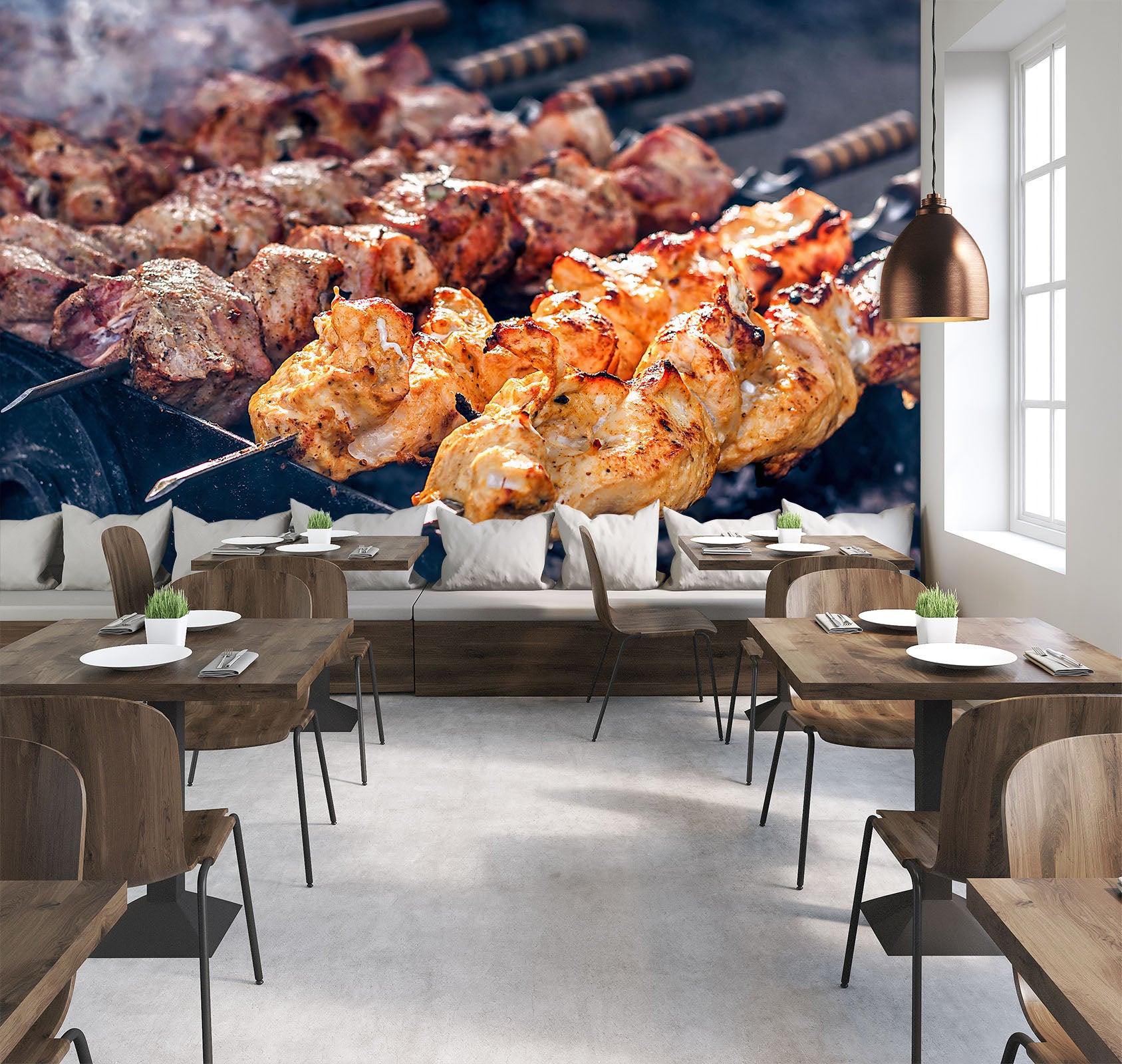 3D Grill Kebab Shop BBQ 307 Wall Mural Wall Murals Commercial