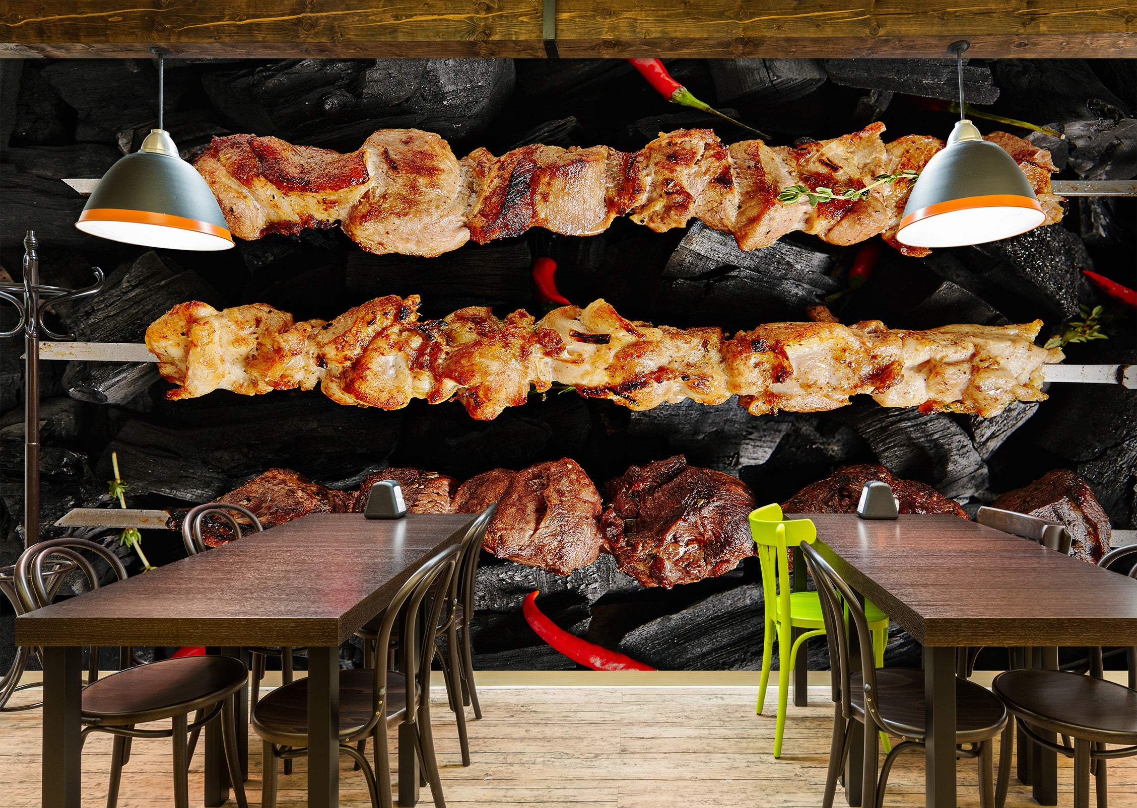 3D Grill Kebab Shop BBQ 329 Wall Mural Wall Murals Commercial