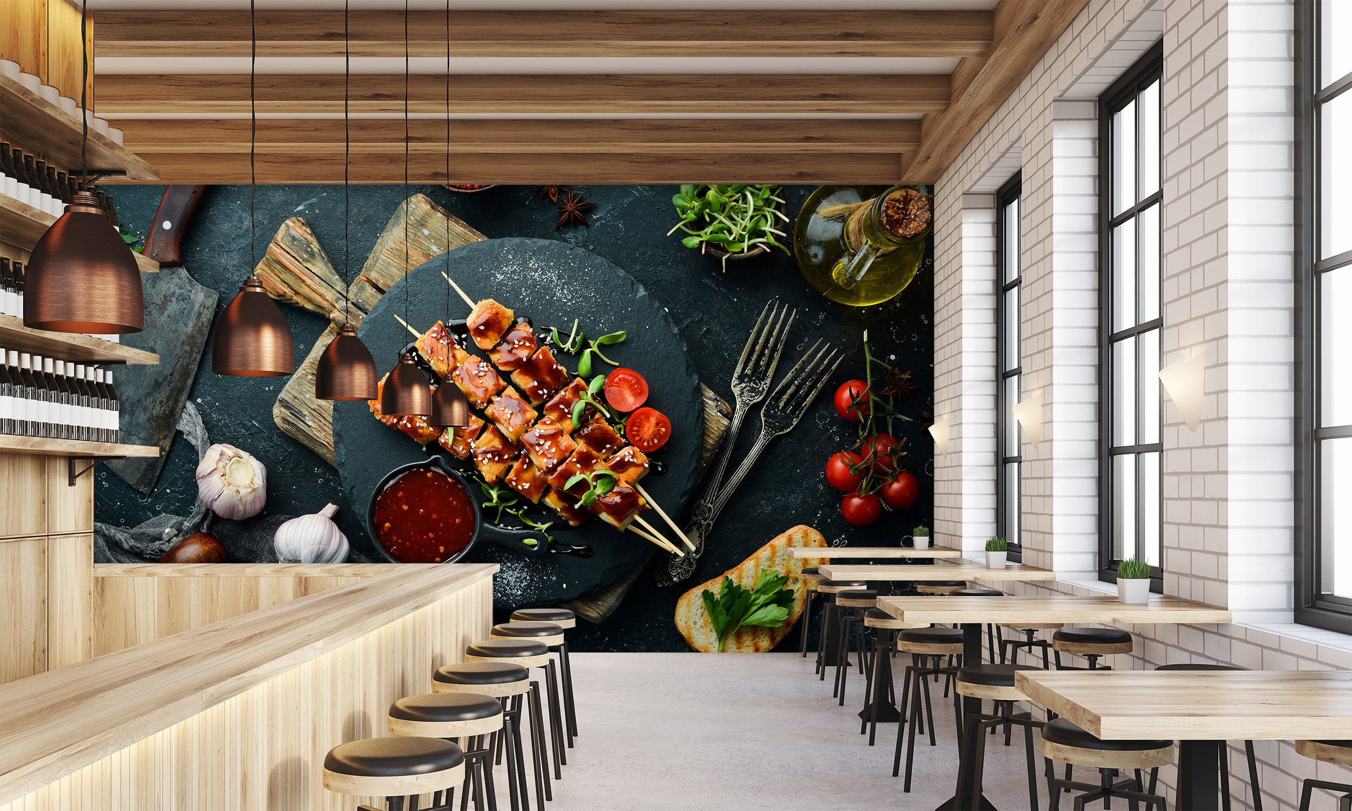 3D Grill Kebab Shop BBQ 338 Wall Mural Wall Murals Commercial