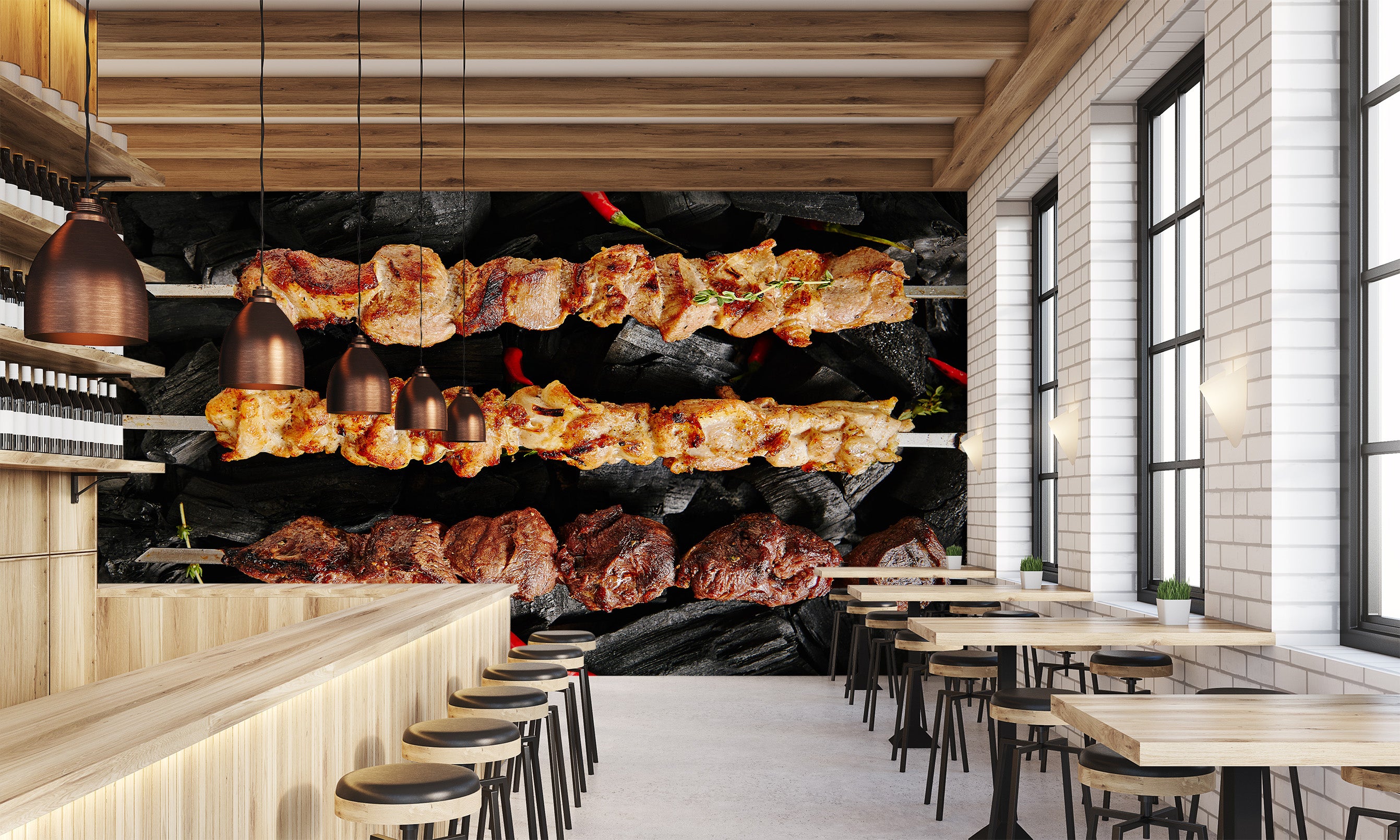 3D Grill Kebab Shop BBQ 329 Wall Mural Wall Murals Commercial