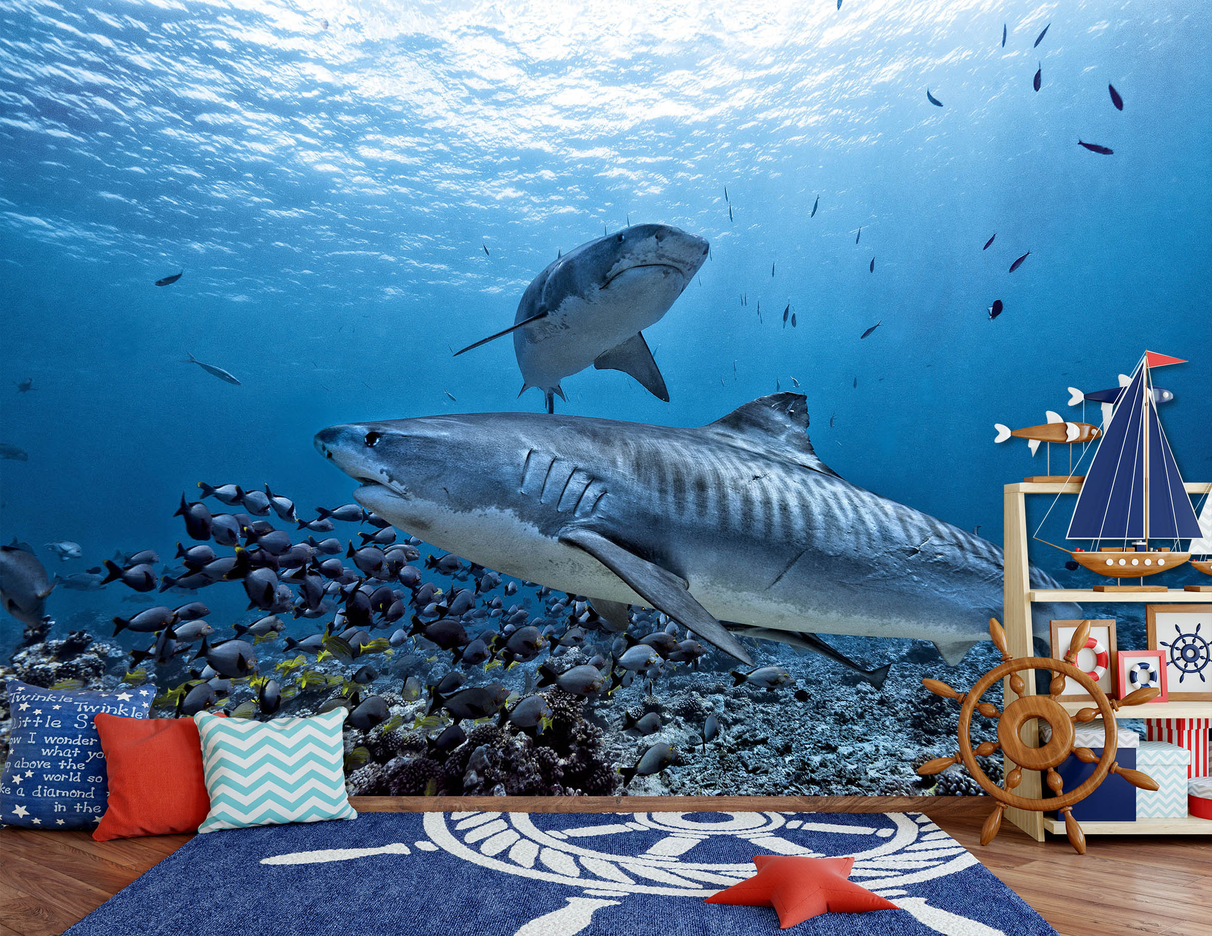 3D Fish Shark 2046 Wall Mural Wall Murals