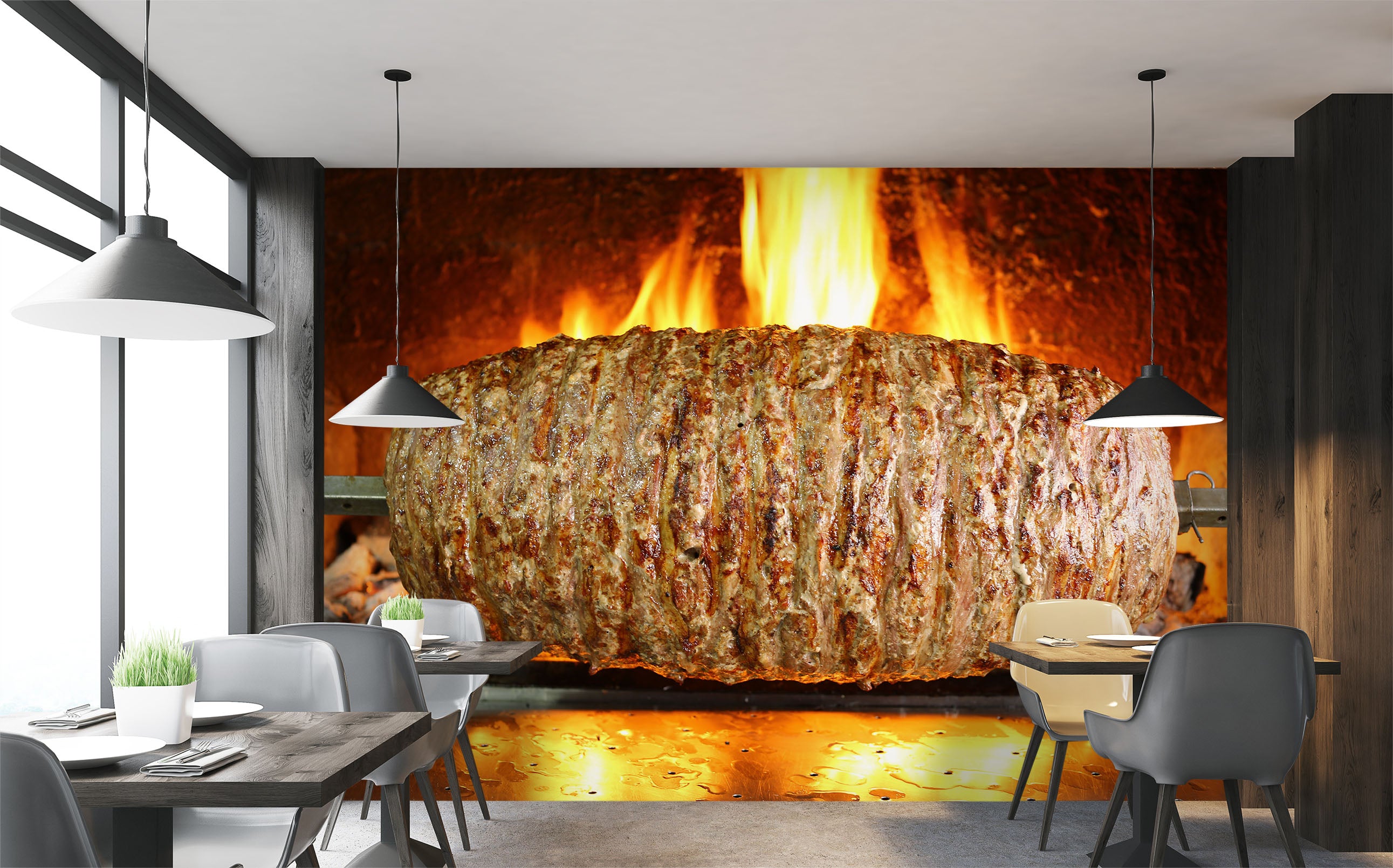 3D Grill Kebab Shop BBQ 325 Wall Mural Wall Murals Commercial