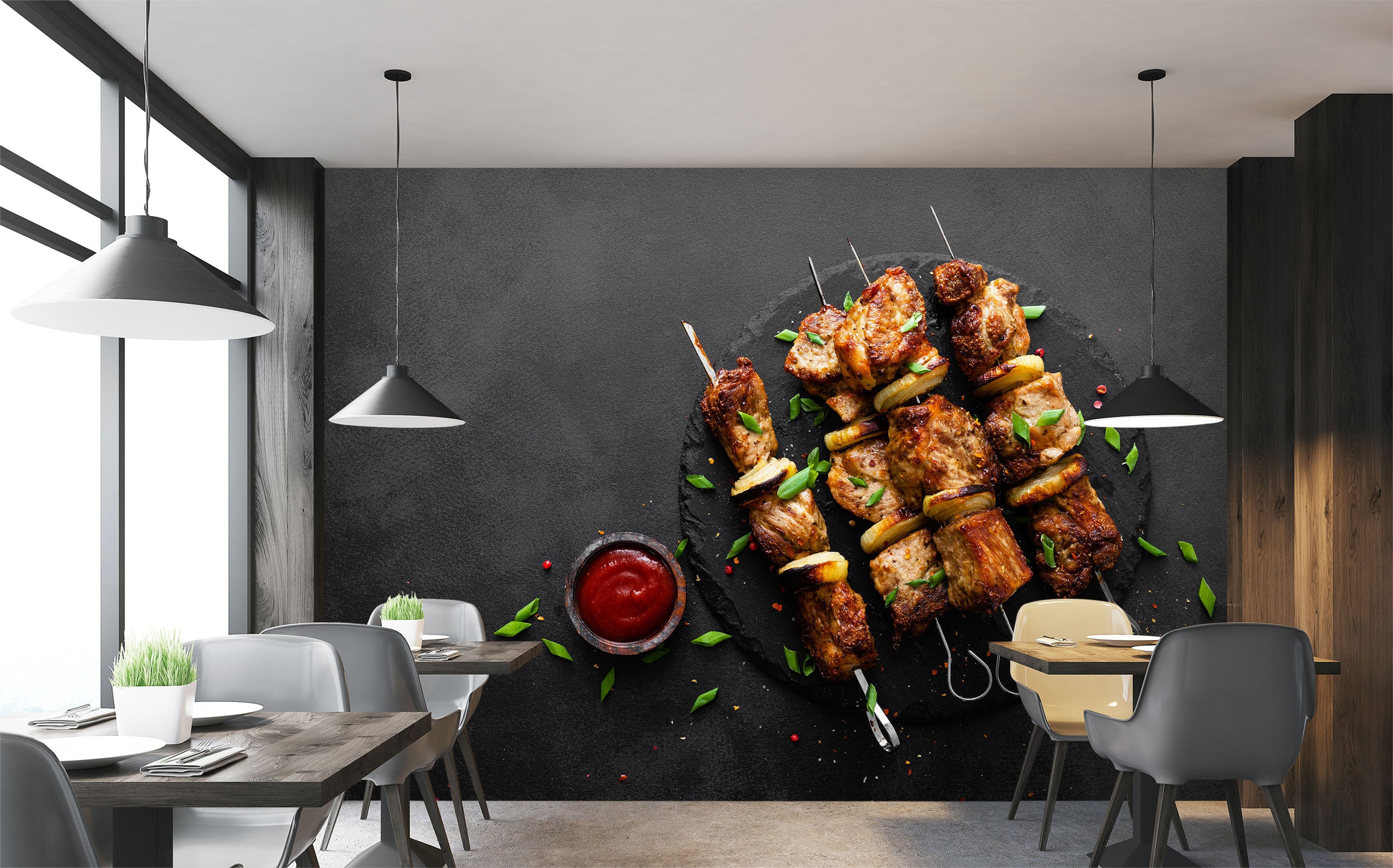 3D Grill Kebab Shop BBQ 322 Wall Mural Wall Murals Commercial