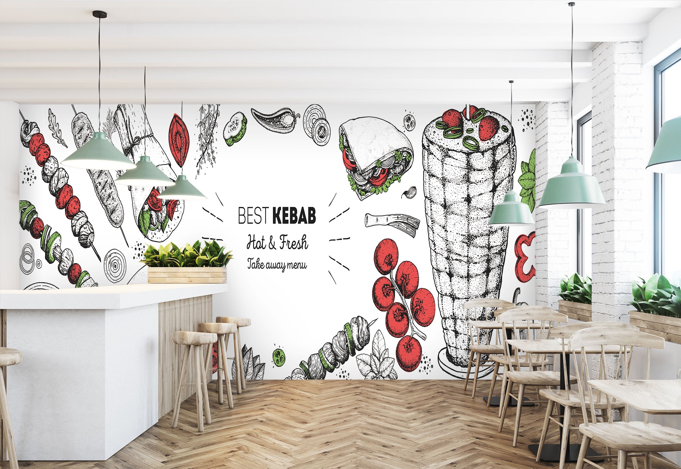 3D Grill Kebab Shop BBQ 332 Wall Mural Wall Murals Commercial