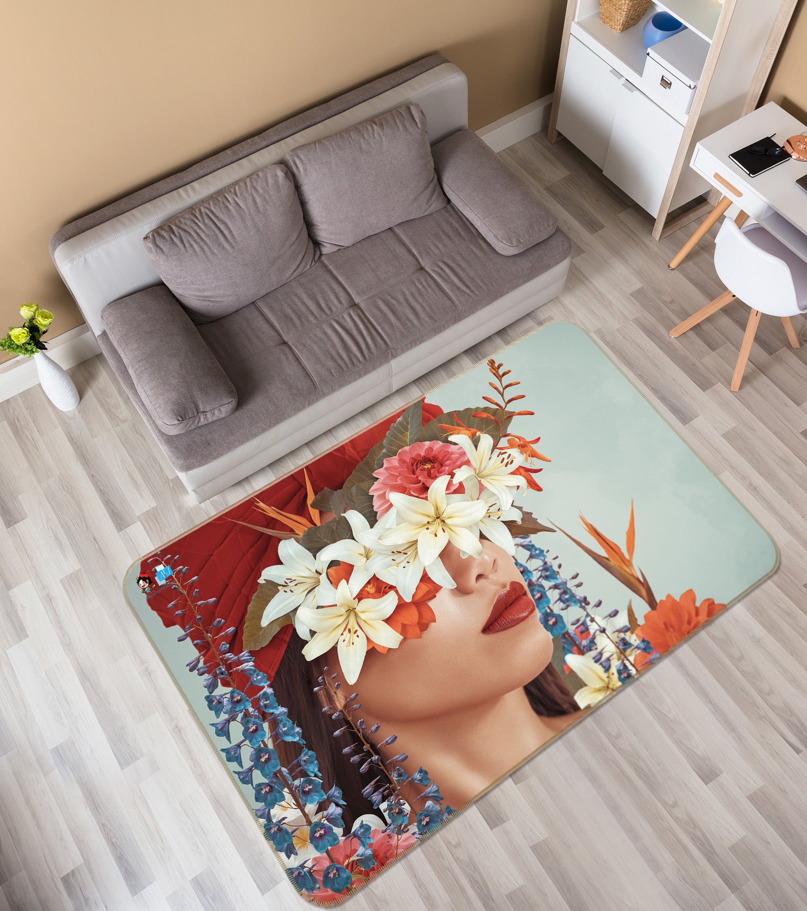 3D Lily Woman 3073 Rug Non Slip Rug Mat