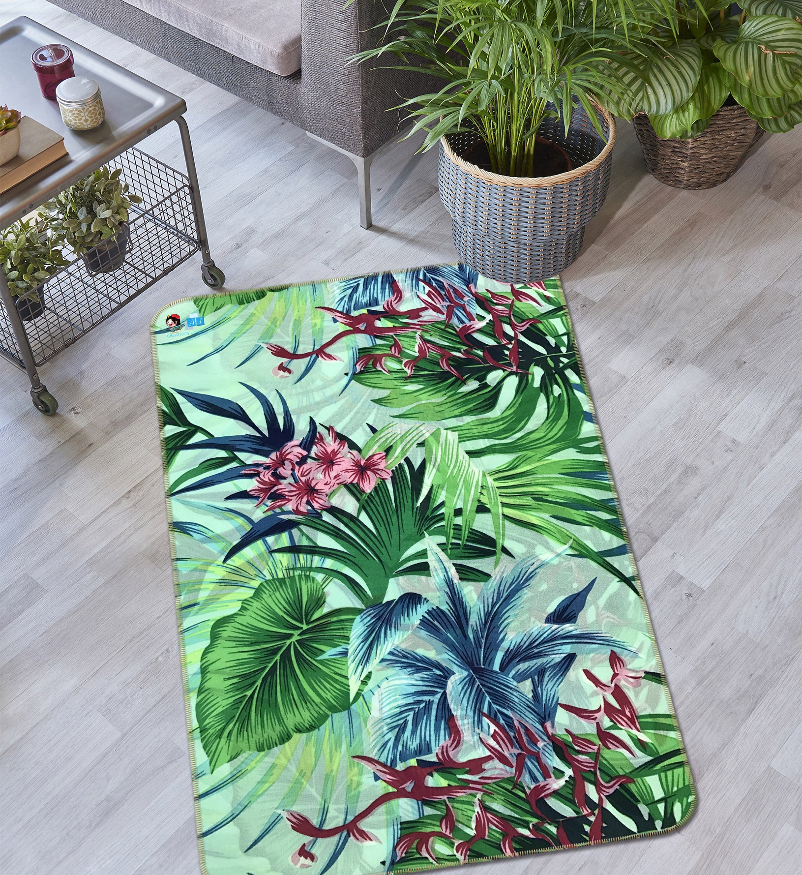 3D Green Leaves 3082 Rug Non Slip Rug Mat