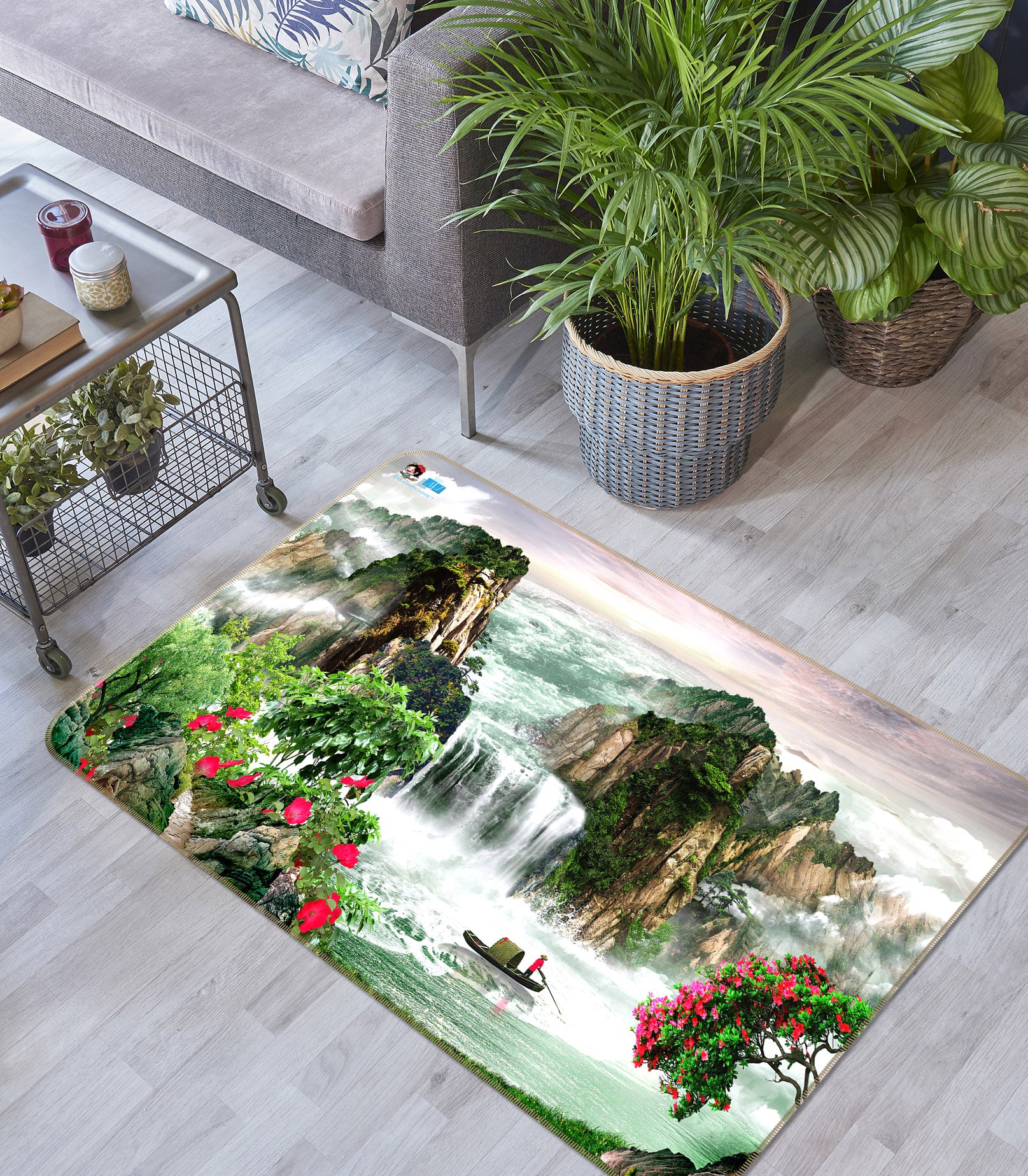 3D Landscape Waterfall 3046 Rug Non Slip Rug Mat