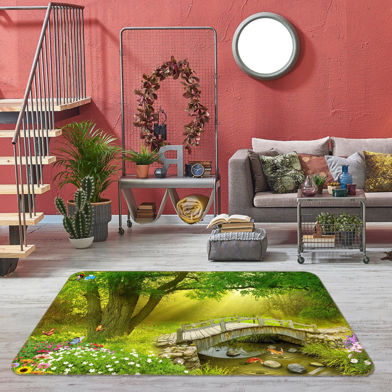 3D Tree Bridge 3048 Rug Non Slip Rug Mat