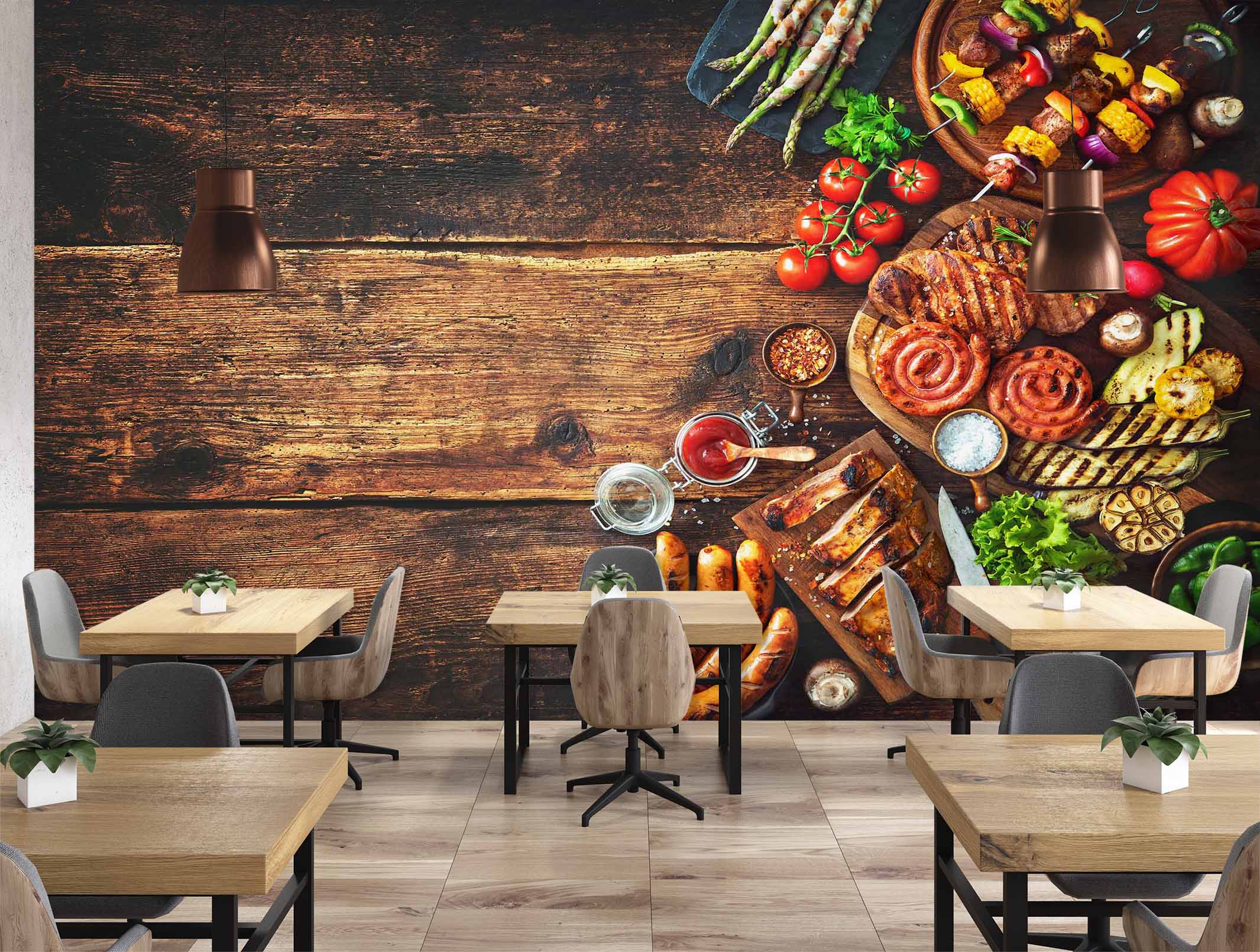 3D Grill Kebab Shop BBQ 320 Wall Mural Wall Murals Commercial