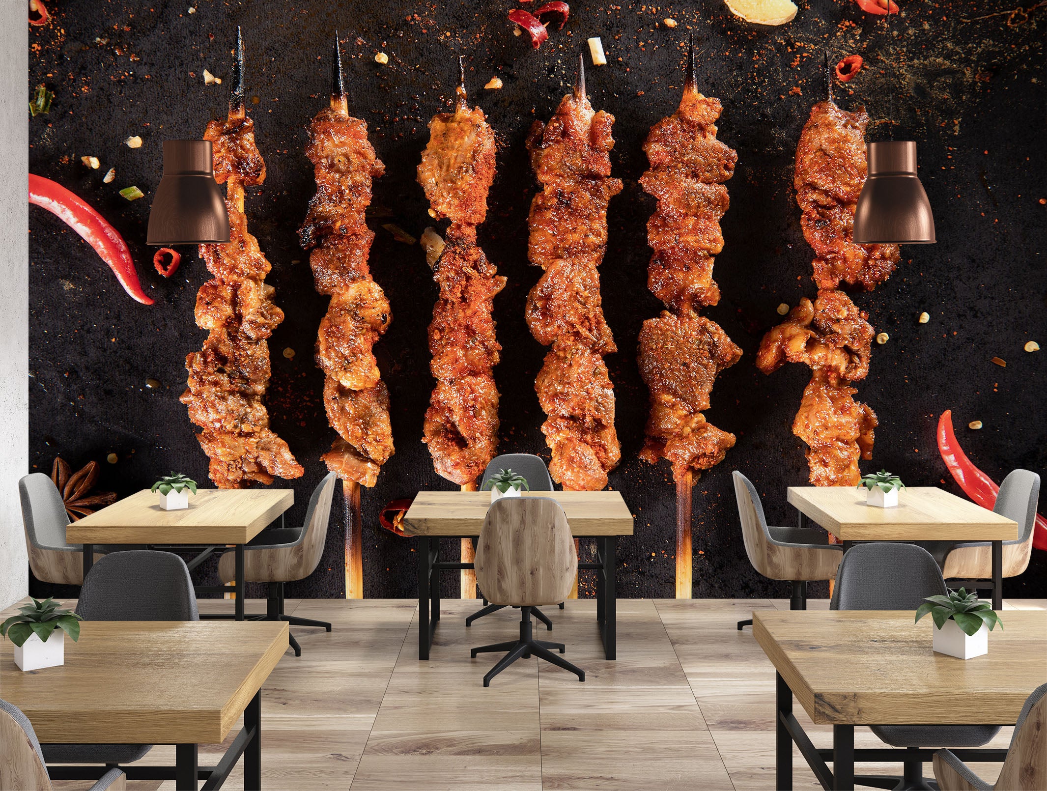3D Grill Kebab Shop BBQ 353 Wall Mural Wall Murals Commercial