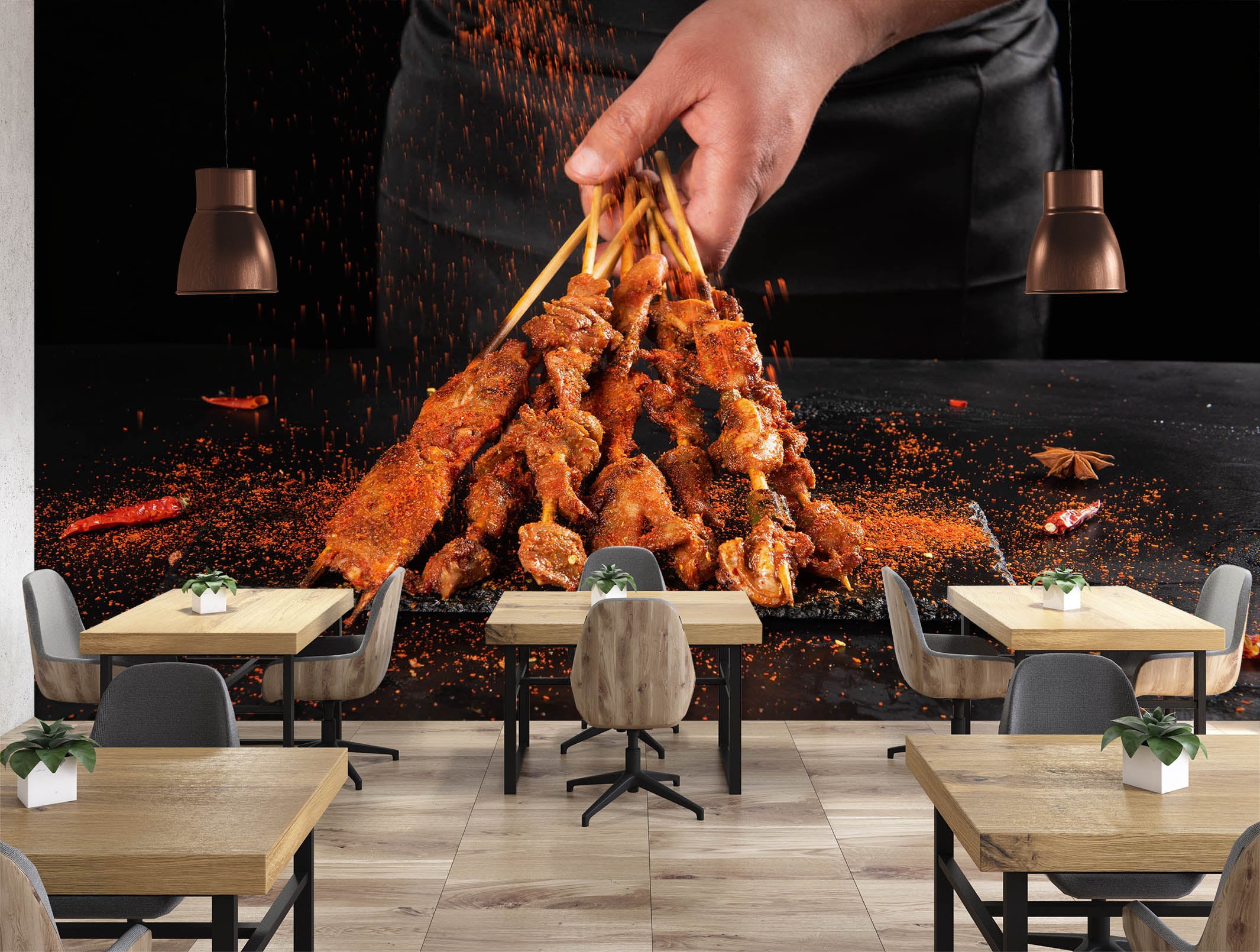 3D Grill Kebab Shop BBQ 344 Wall Mural Wall Murals Commercial
