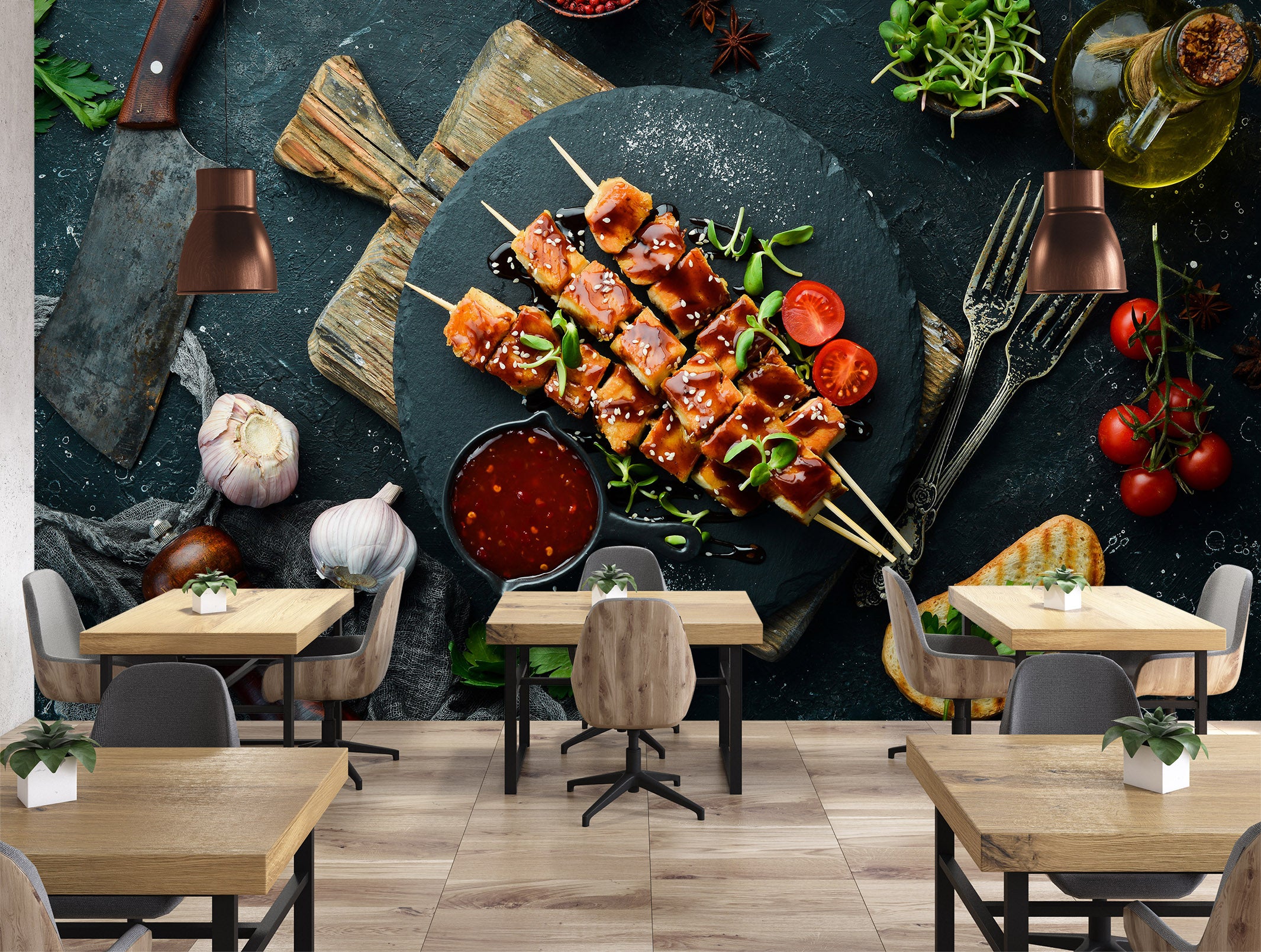 3D Grill Kebab Shop BBQ 338 Wall Mural Wall Murals Commercial