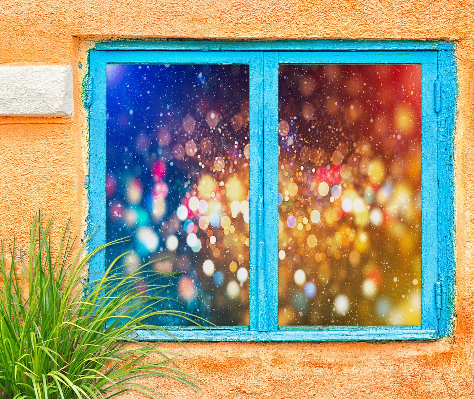 3D Color Neon 1052 Christmas Window Film Print Sticker Cling Stained Glass Xmas