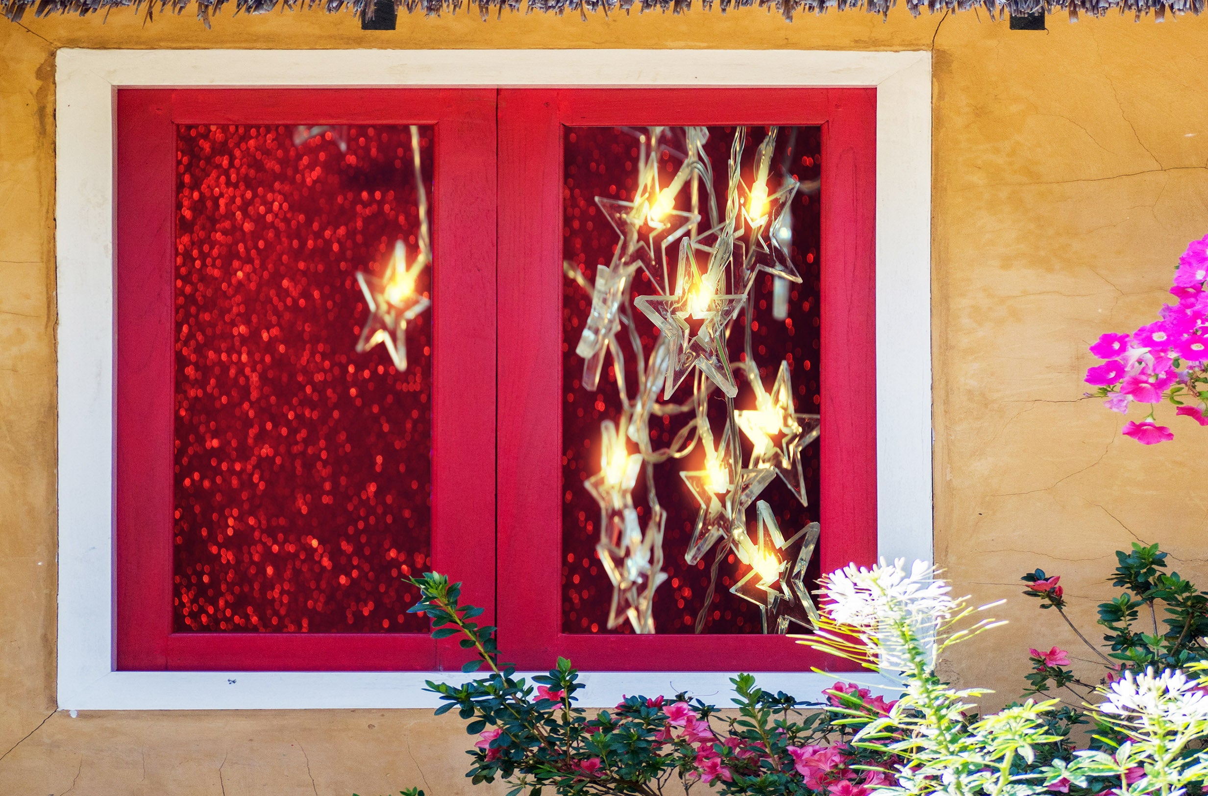 3D Star String Lights 1012 Christmas Window Film Print Sticker Cling Stained Glass Xmas