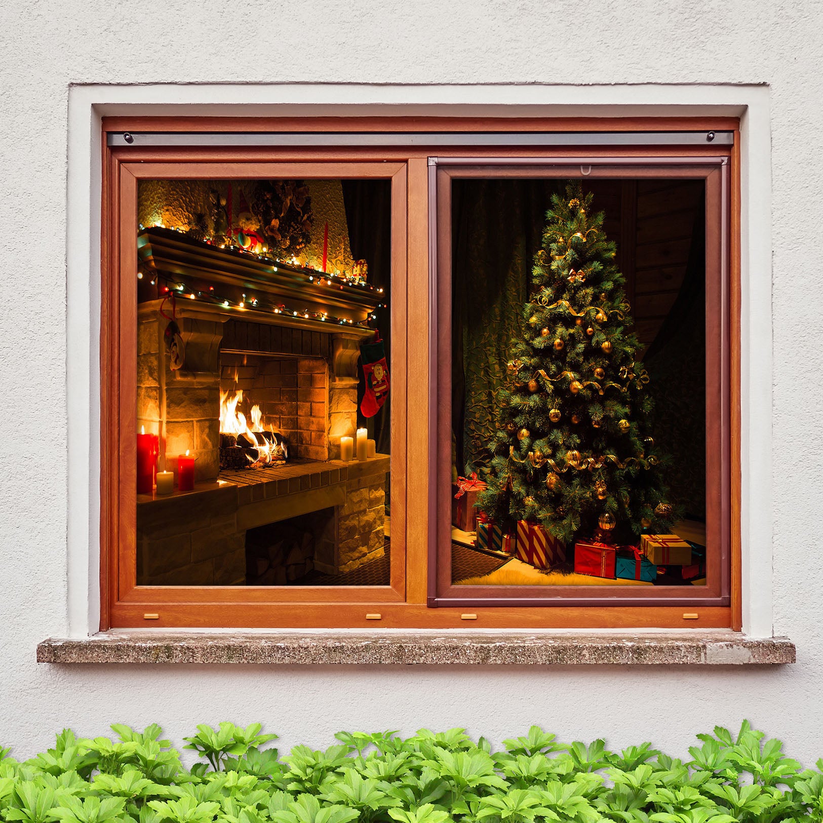 3D Tree Decoration 1018 Christmas Window Film Print Sticker Cling Stained Glass Xmas