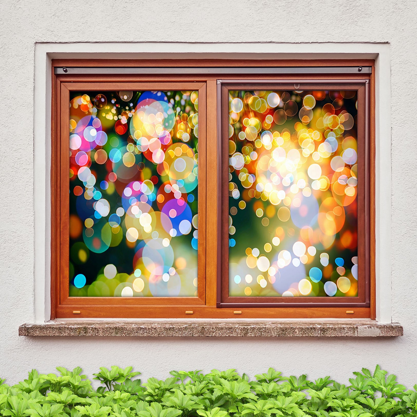 3D Neon Lights 1053 Christmas Window Film Print Sticker Cling Stained Glass Xmas