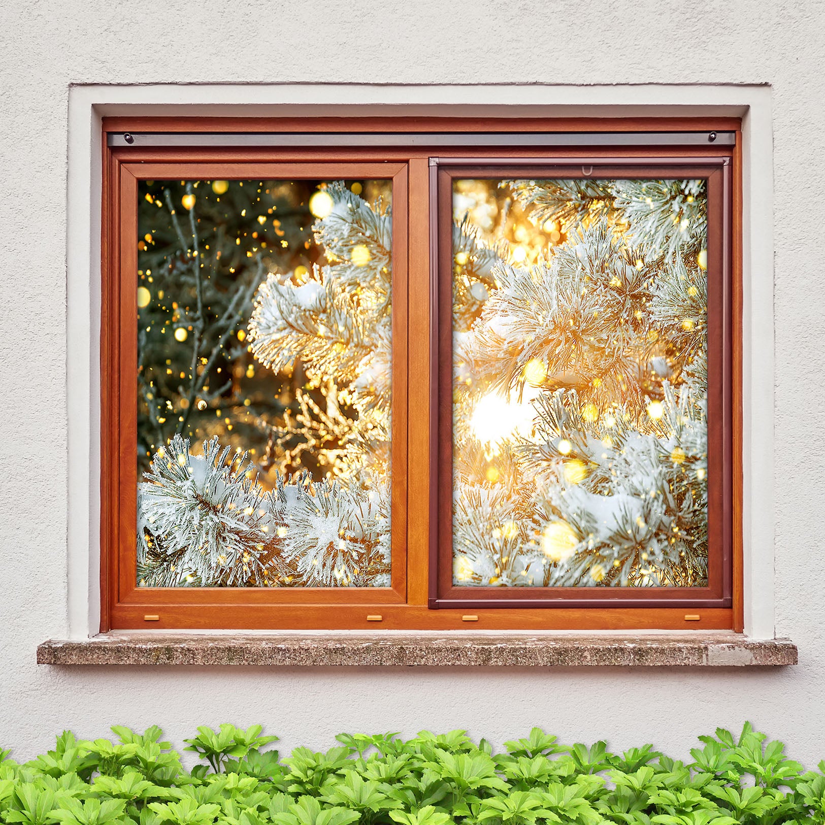 3D White Leaves 1038 Christmas Window Film Print Sticker Cling Stained Glass Xmas