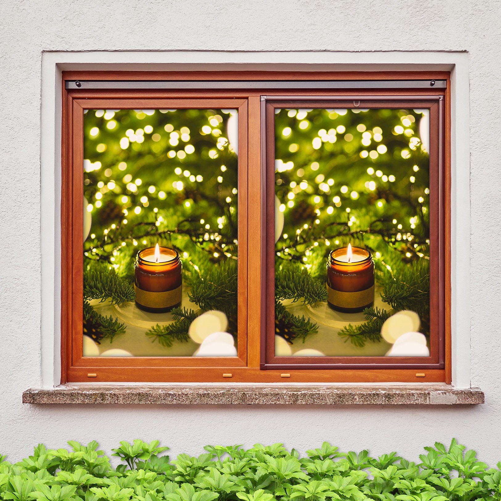 3D Cute Candle 1046 Christmas Window Film Print Sticker Cling Stained Glass Xmas