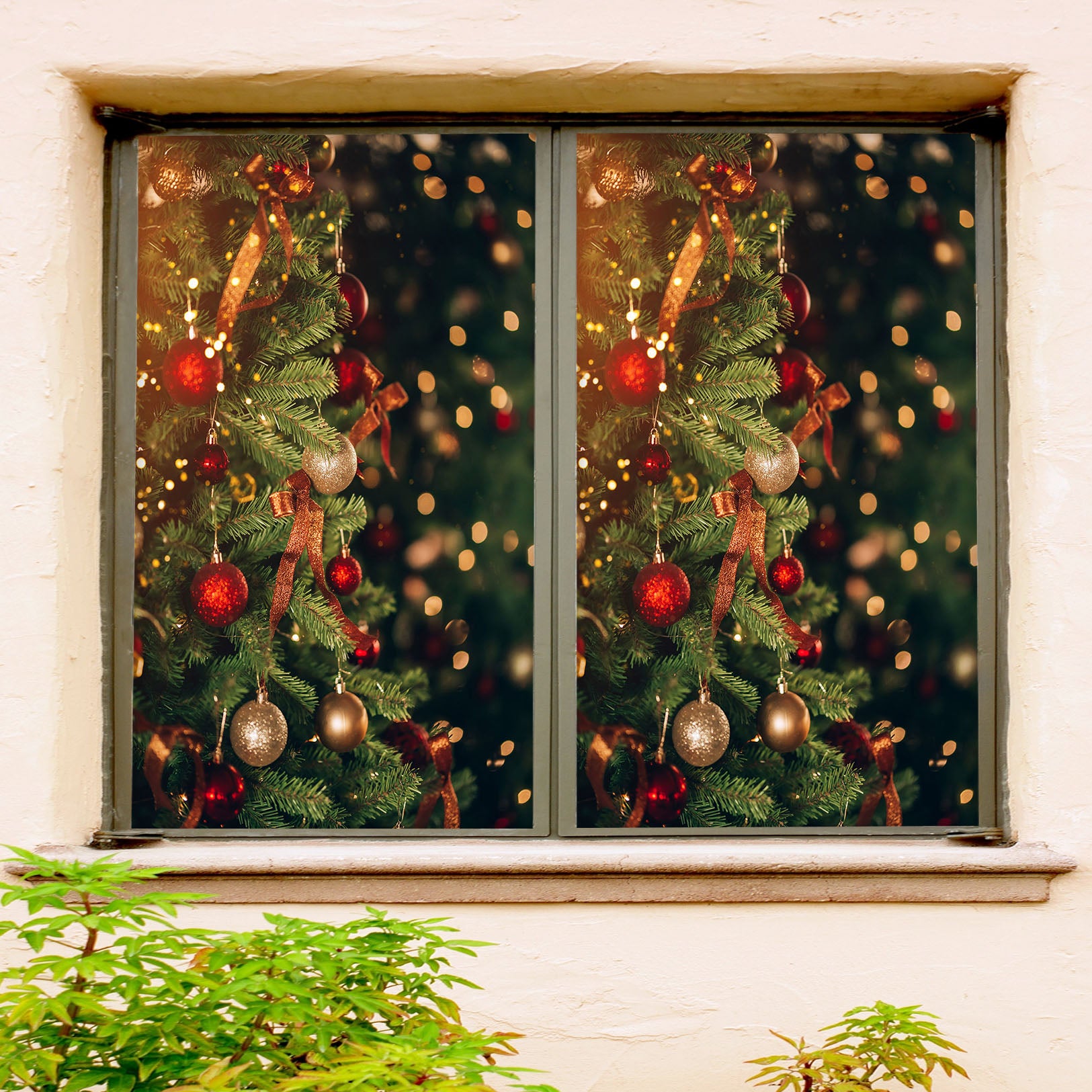 3D Red Ball 1041 Christmas Window Film Print Sticker Cling Stained Glass Xmas